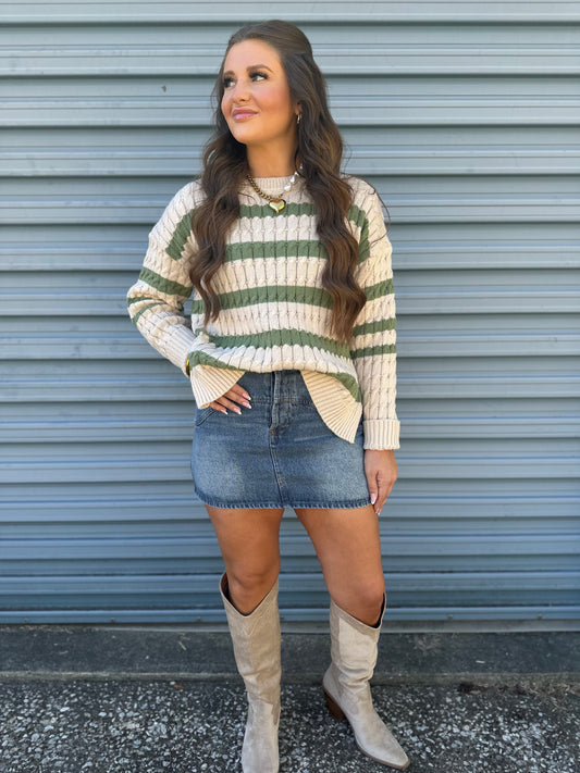 Casual collective olive stripe sweater