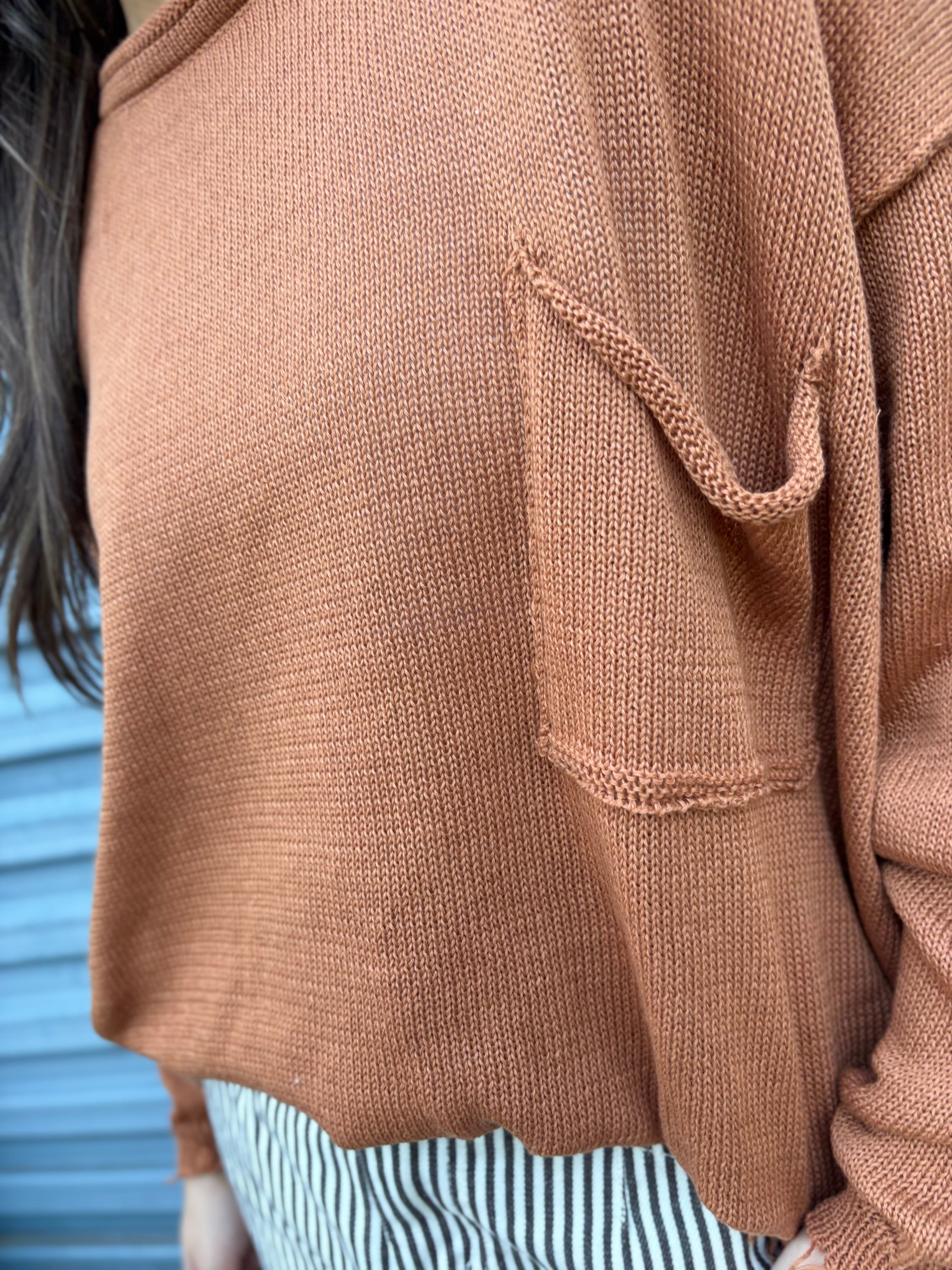 Easel camel distressed Lucy sweater