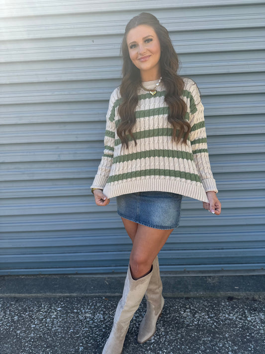 Casual collective olive stripe sweater