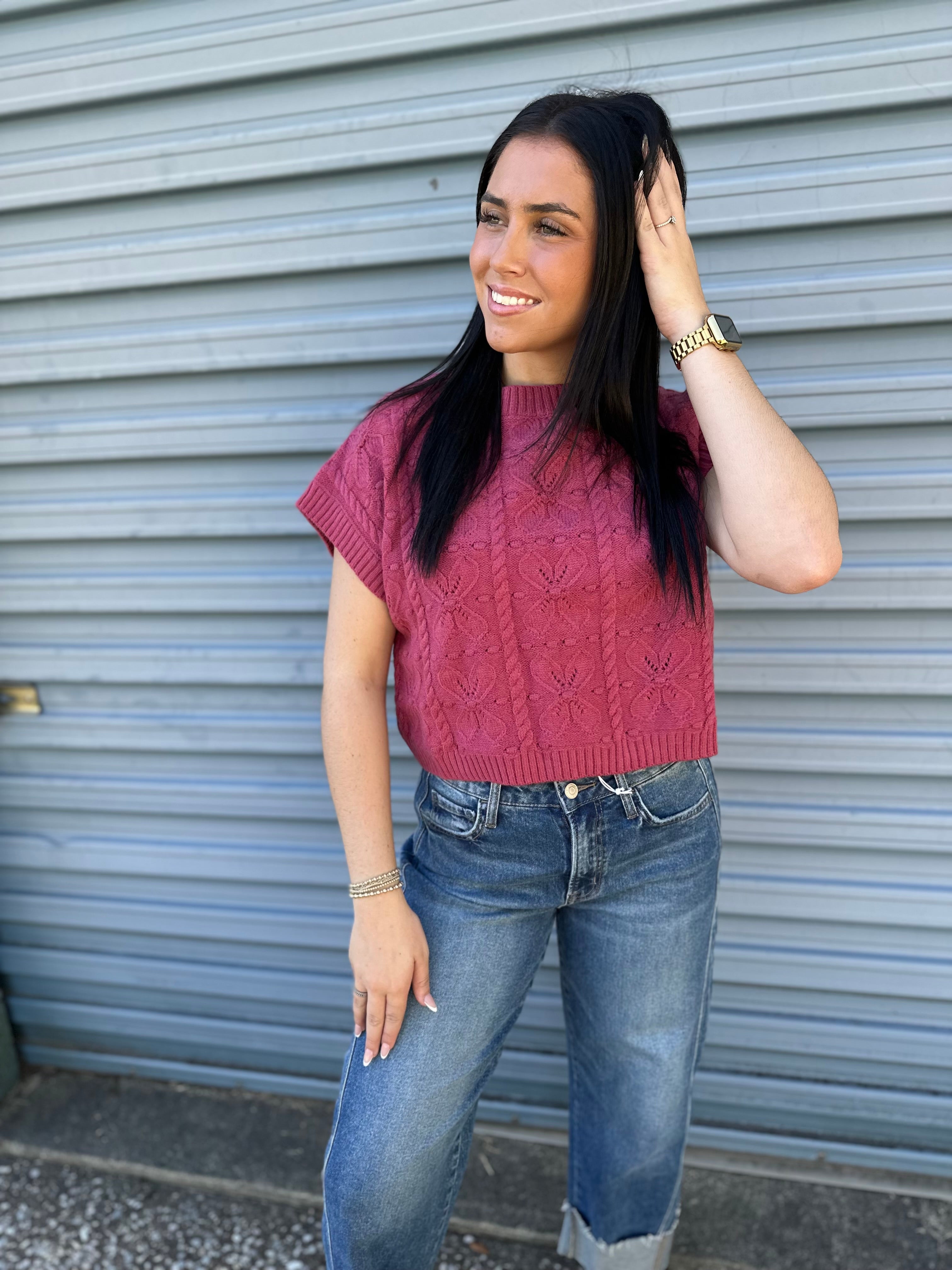 Mulberry bloom knit sweater vest