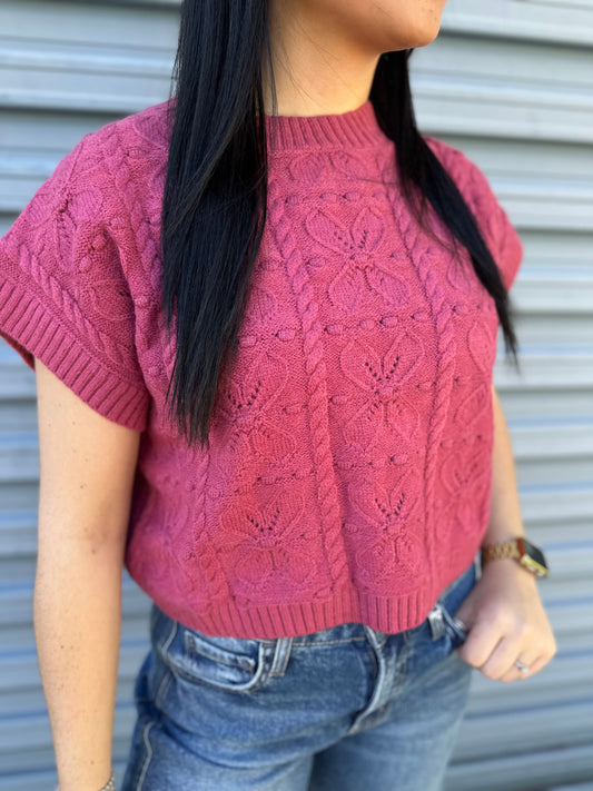 Mulberry bloom knit sweater vest
