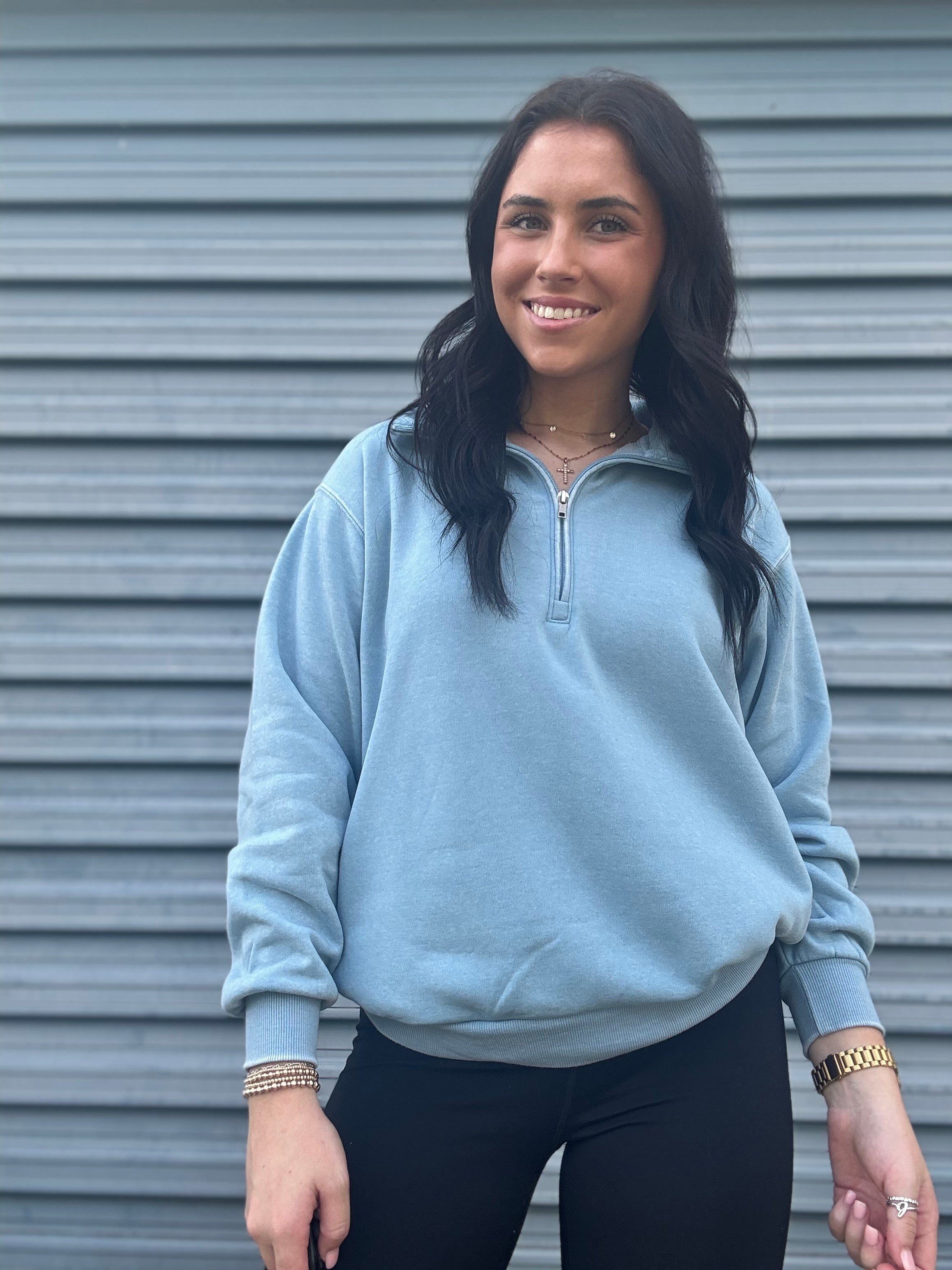 The Light Blue Burnout Zip-Up