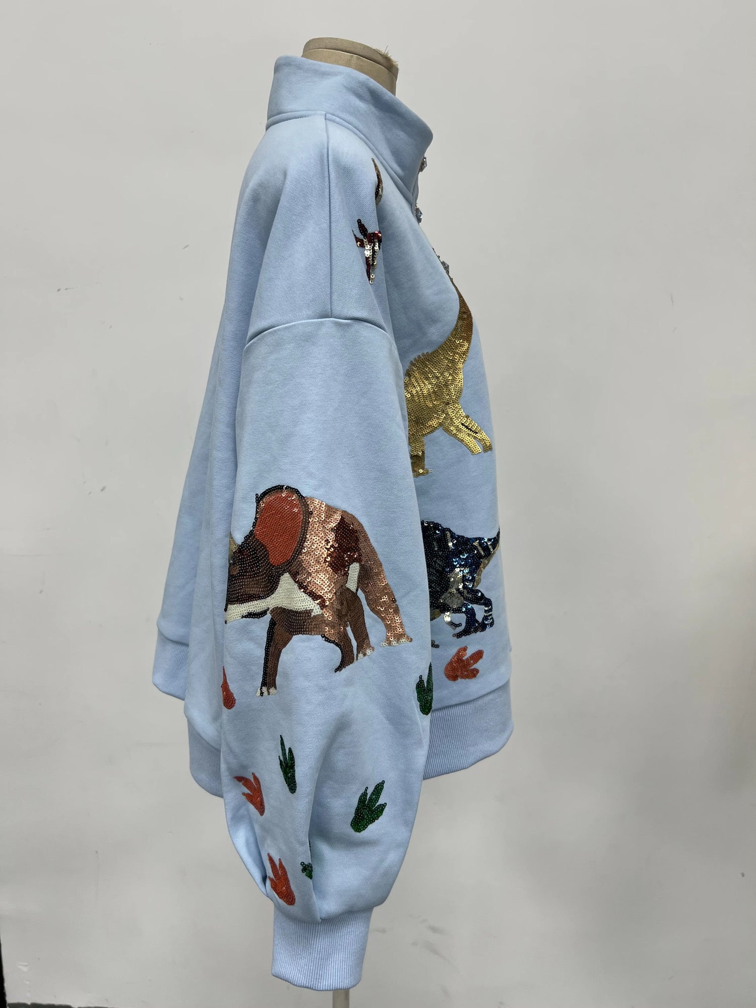 DINOTASTIC Henley sequin pullover