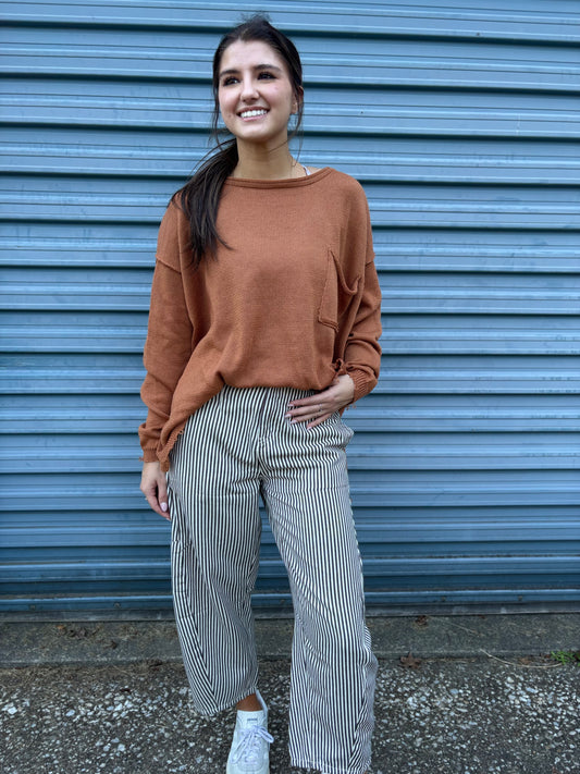 Easel camel distressed Lucy sweater