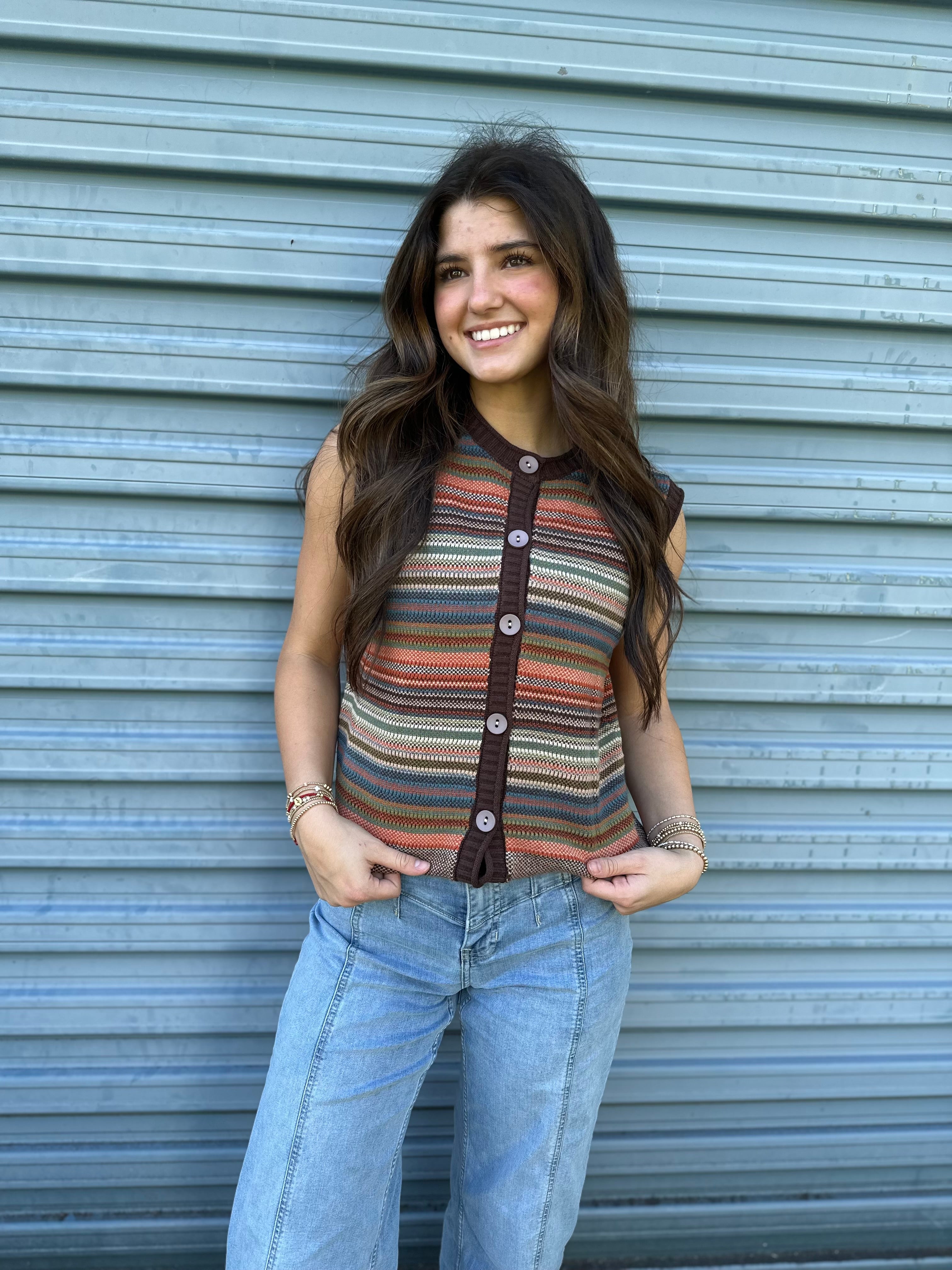 Retro Striped Sweater Vest