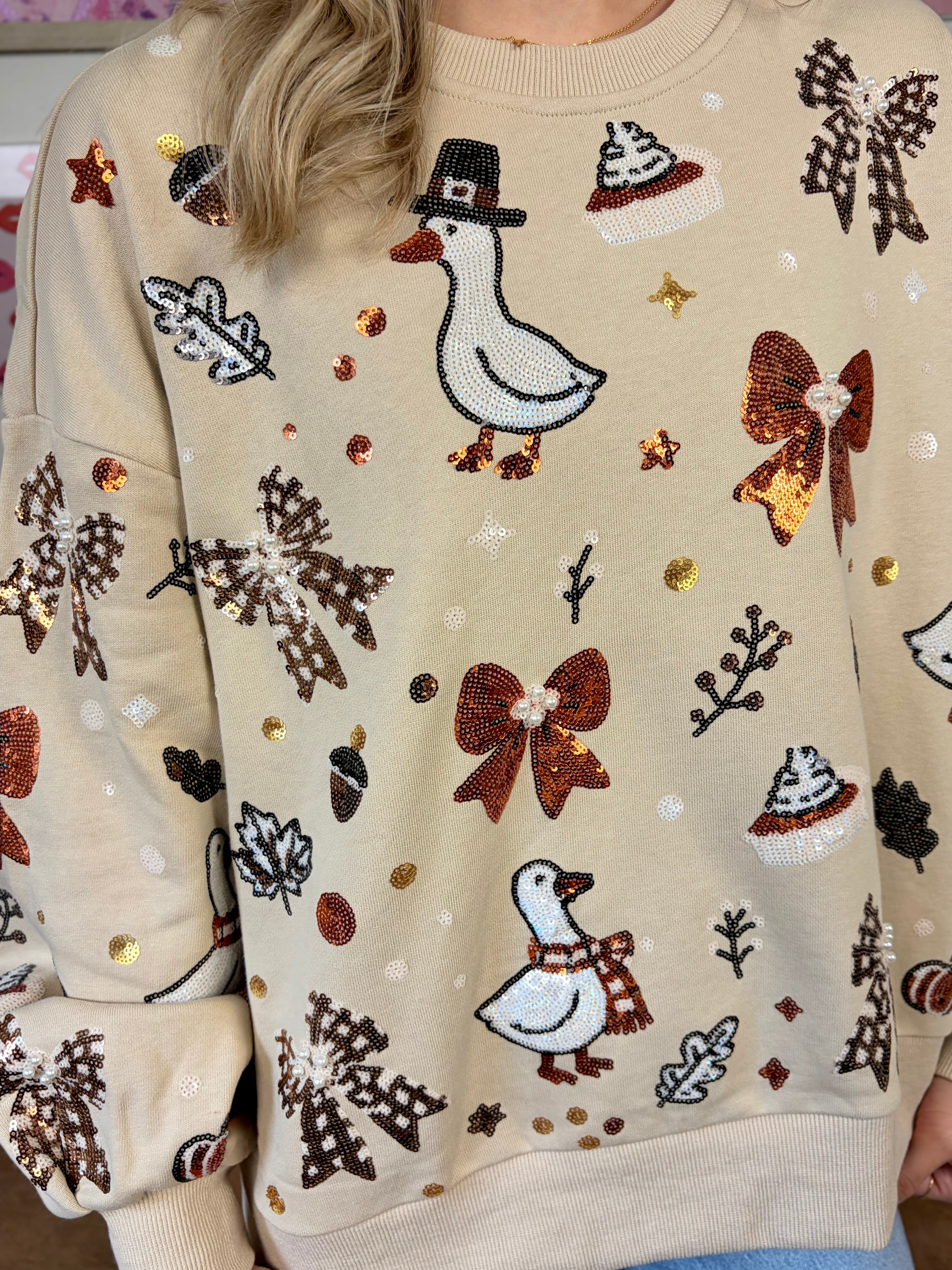 Sweet Geese Sequin Pullover | IN STOCK