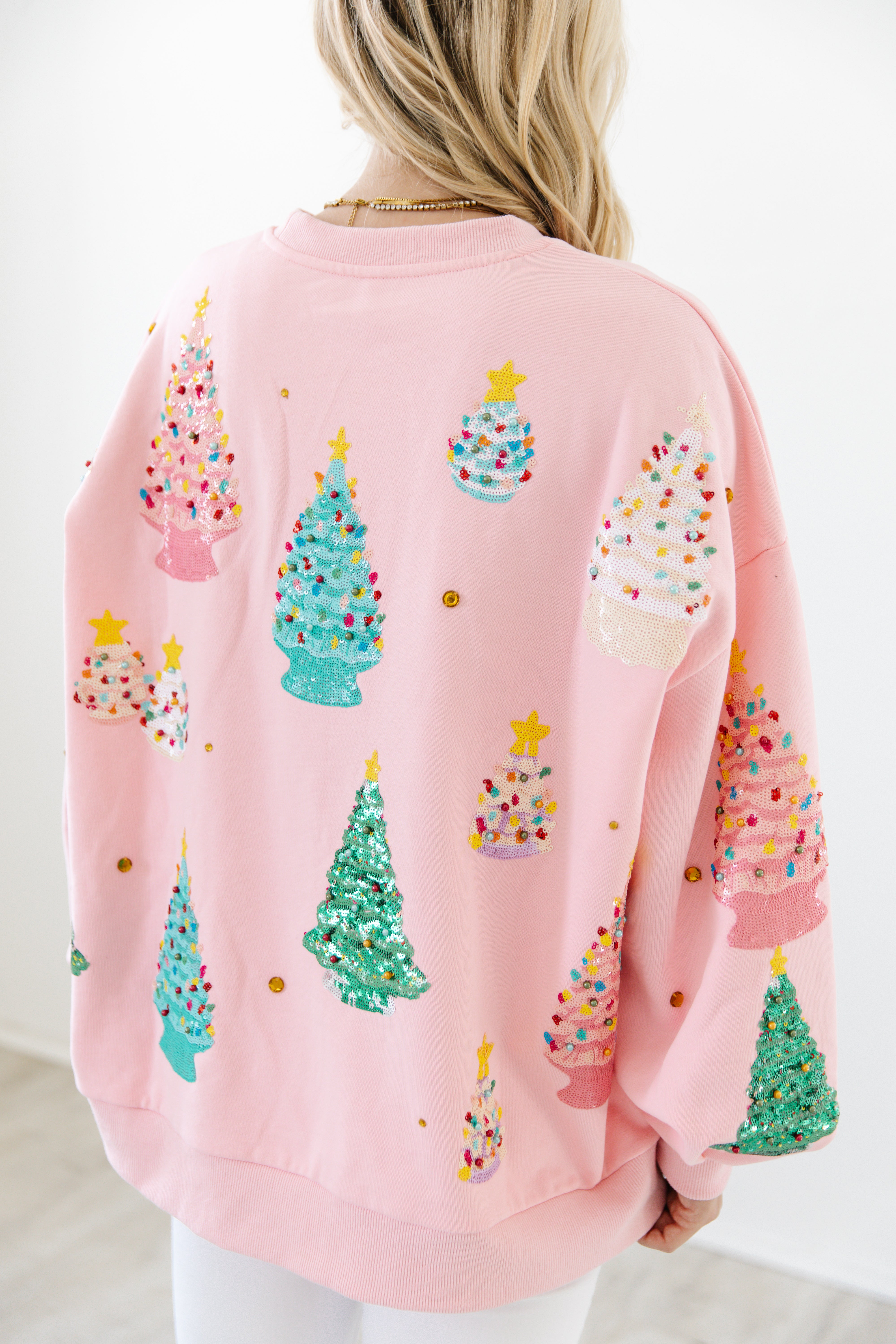 Vintage Christmas Trees Sequin Pullover | PREORDER