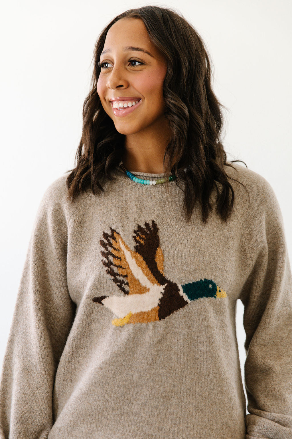 Mallard in Flight Knited Sweater | Mocha
