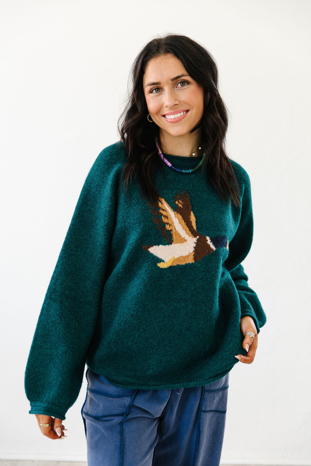 Mallard in Flight Knited Sweater | Forest