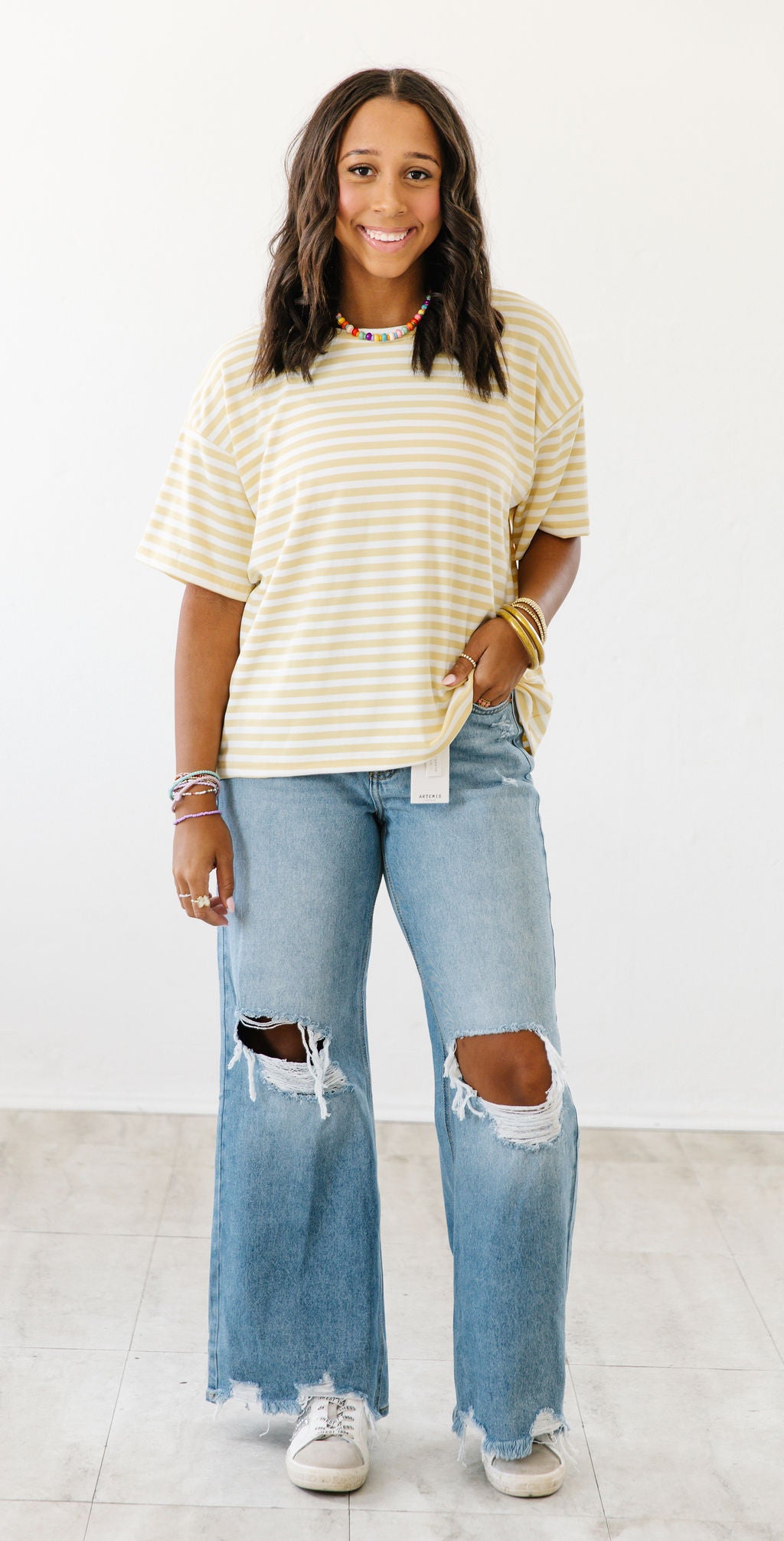 Leah’s simply Stripped Tee|Yellow