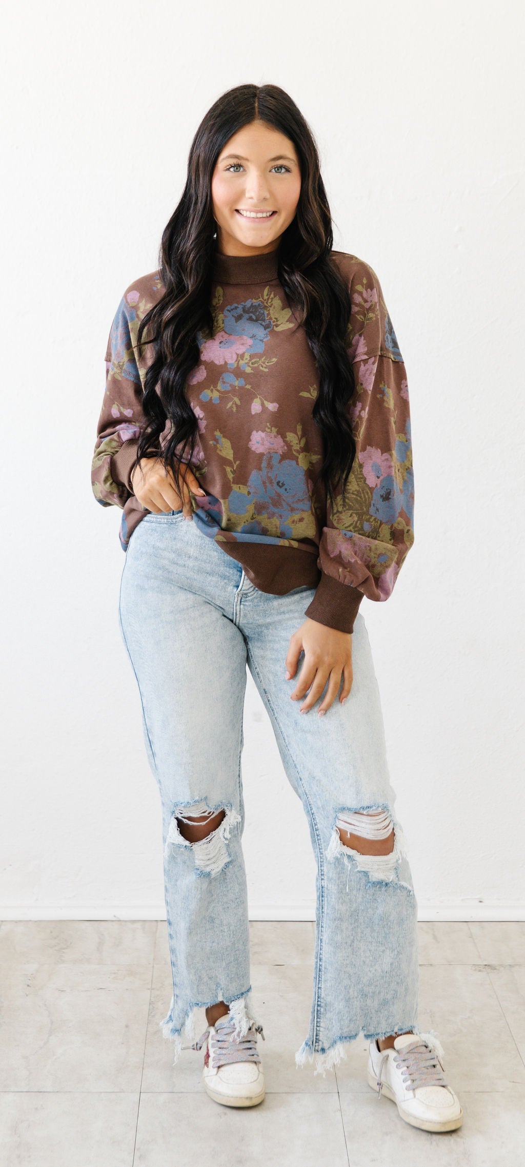Vintage Bloom Sweatshirt | Chocolate