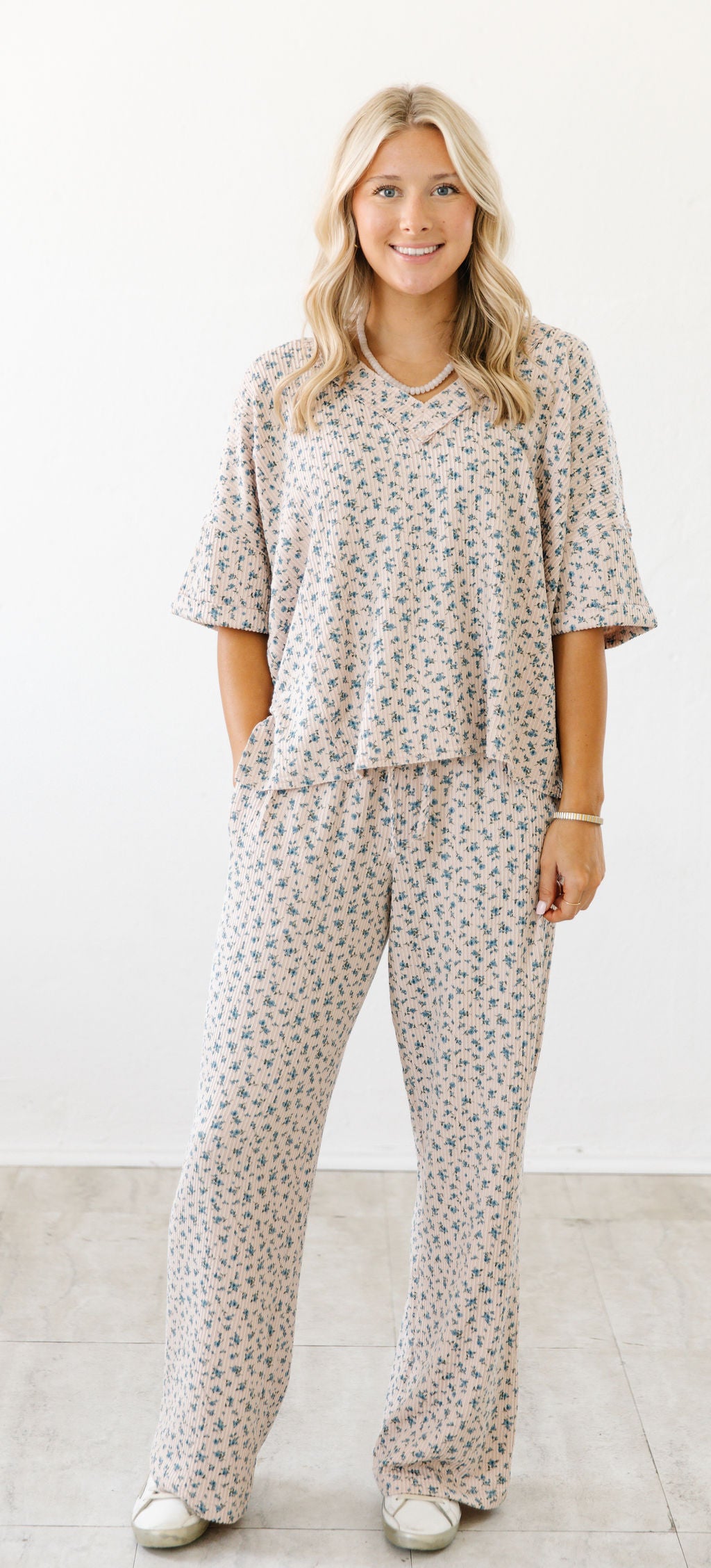 Bloom & Cozy Rib Lounge Set| Khaki Multi
