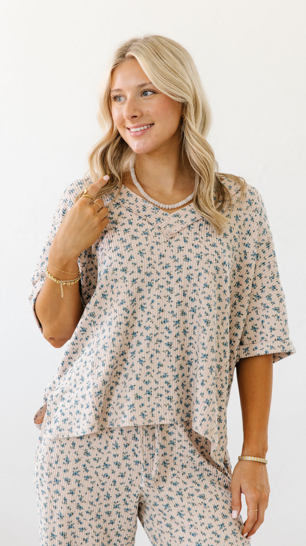 Bloom & Cozy Rib Lounge Set| Khaki Multi