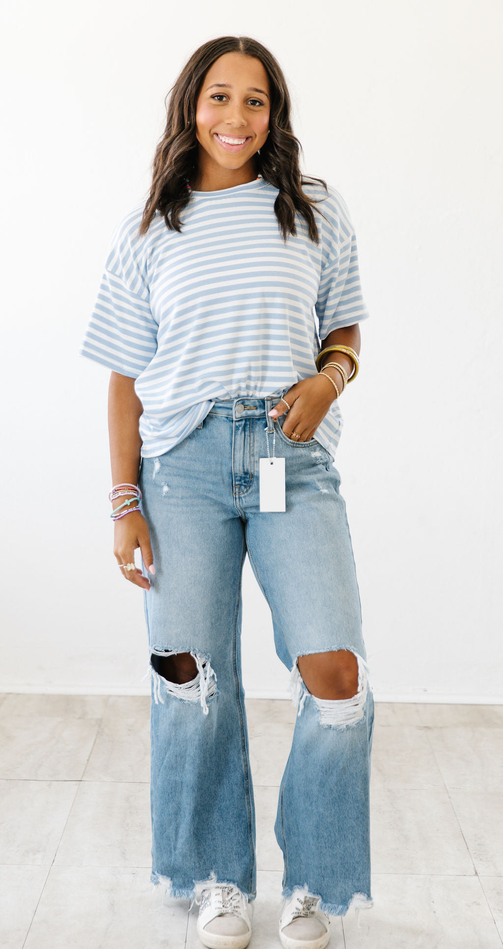 Leah’s simply Stripped Tee|Blue