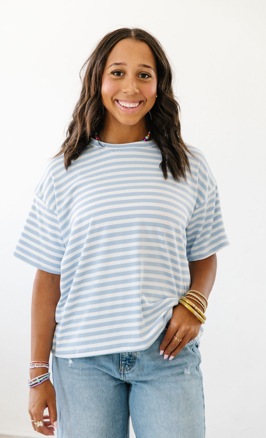 Leah’s simply Stripped Tee|Blue