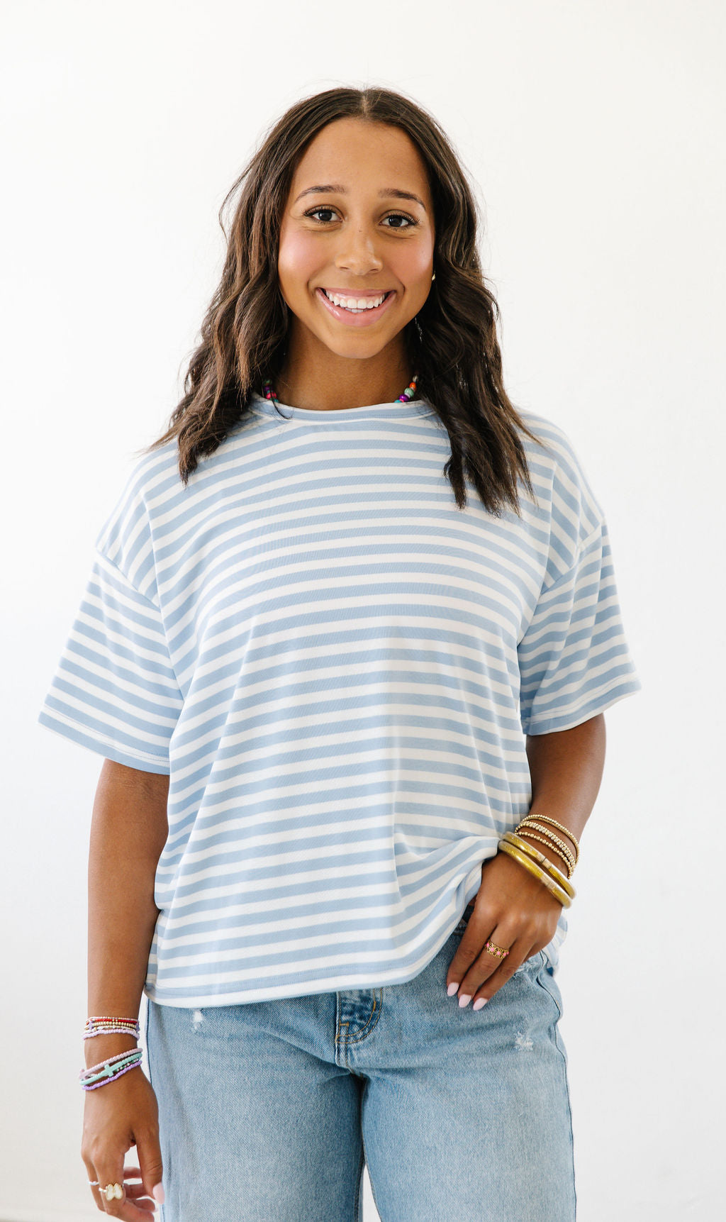 Leah’s simply Stripped Tee|Blue