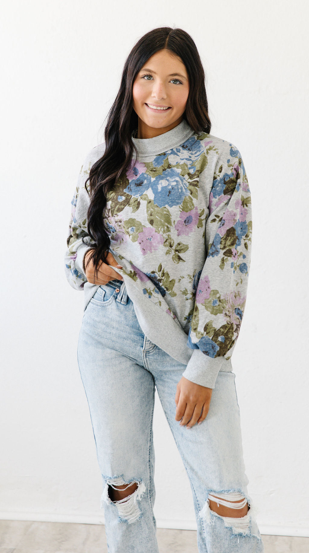 Vintage Bloom Sweatshirt |Heather Grey