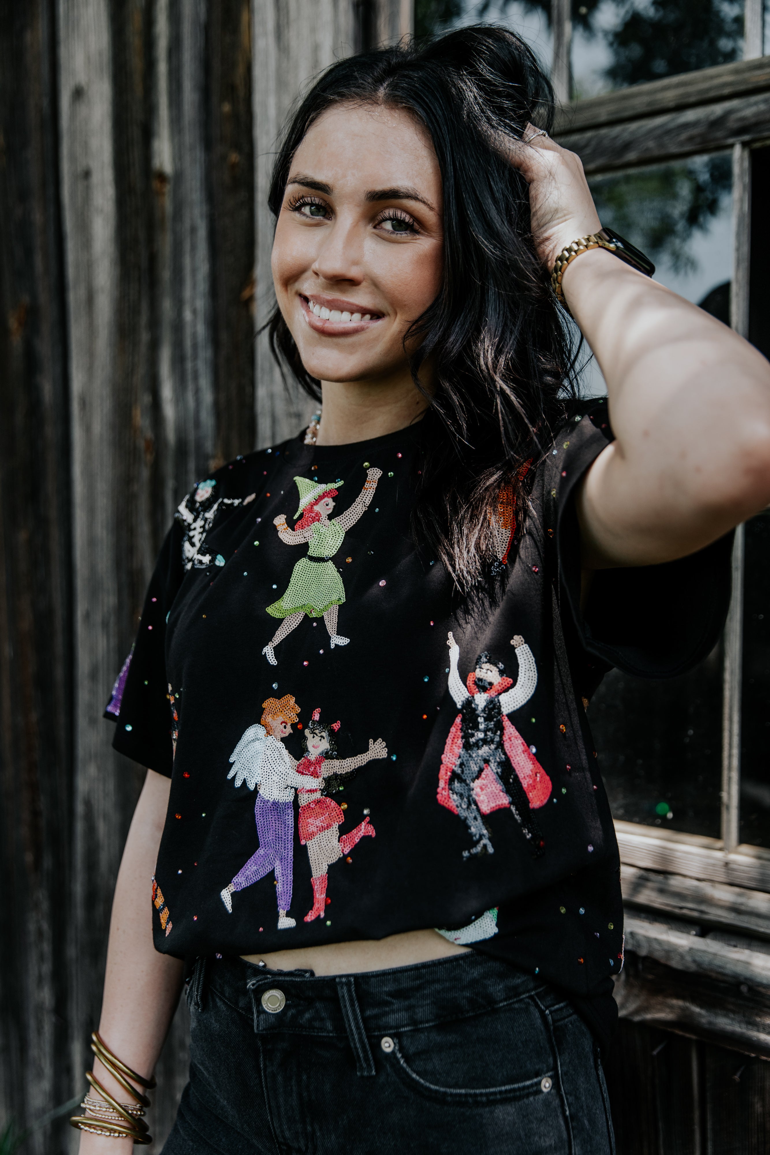Spooky disco dancers sequin tee | PREORDER