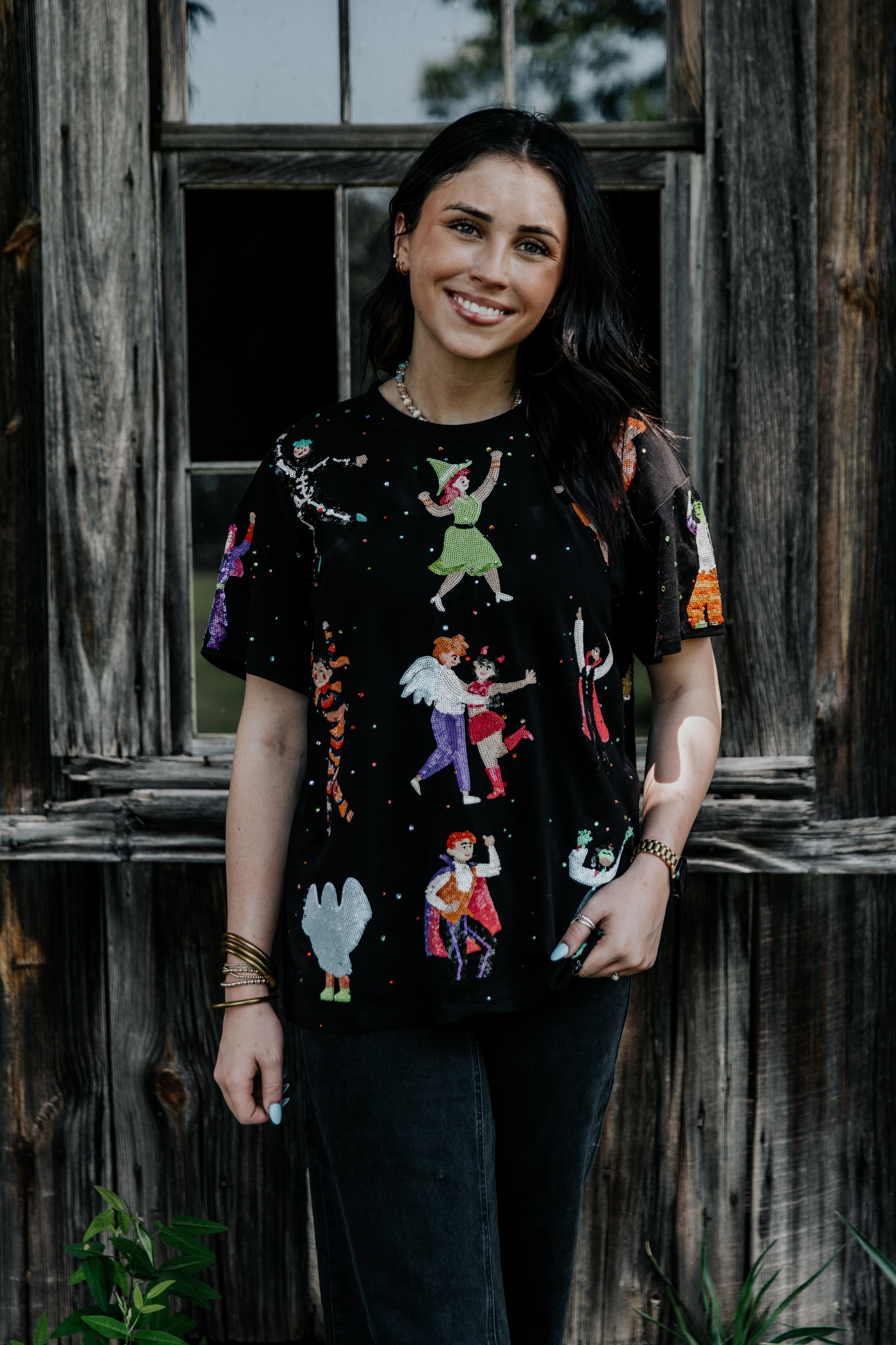 Spooky disco dancers sequin tee | PREORDER