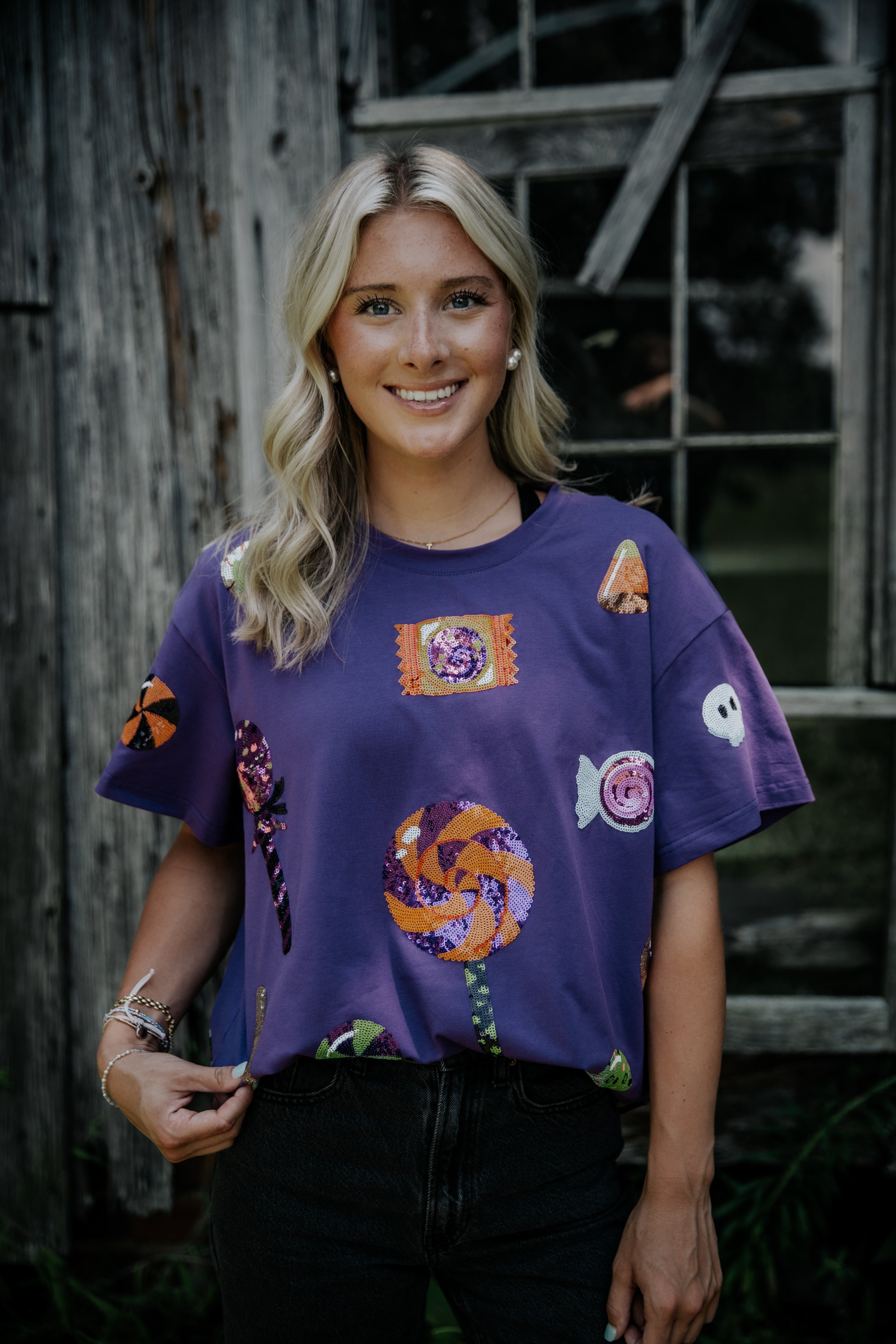 Sweet & spooky candy sequin tee | IN STOCK