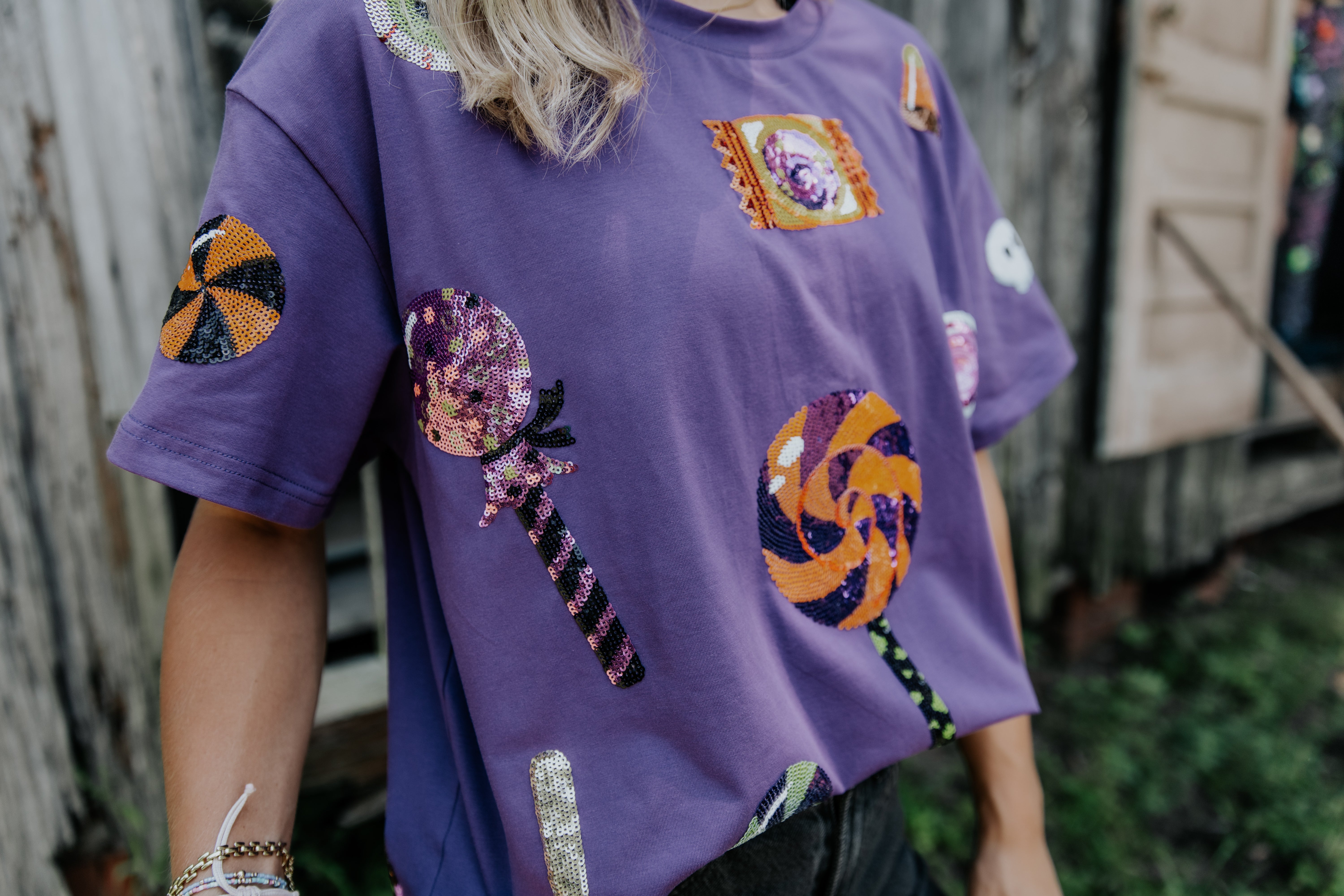 Sweet & spooky candy sequin tee | IN STOCK