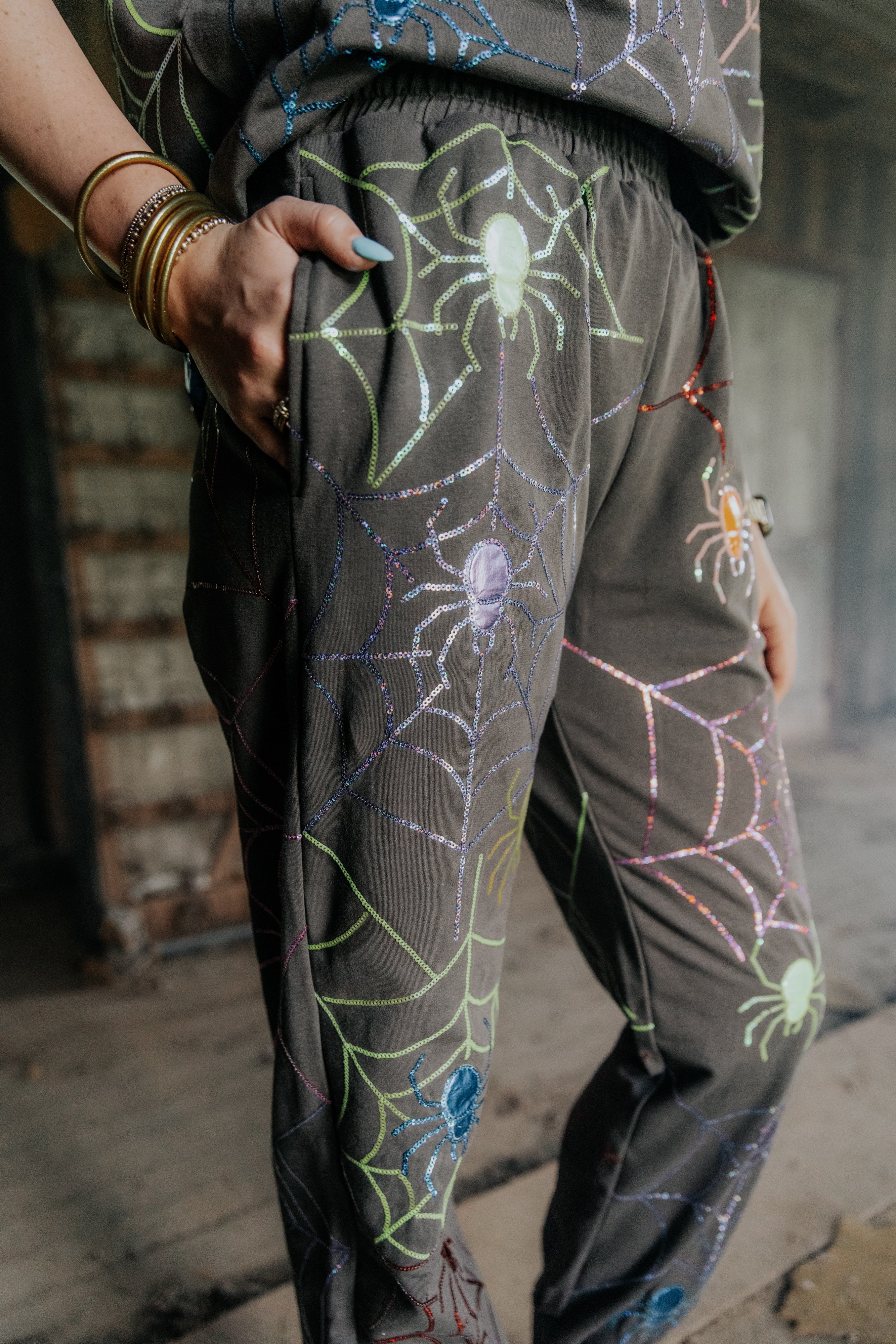 Spooky crawly spider sequin jogger set | PREORDER