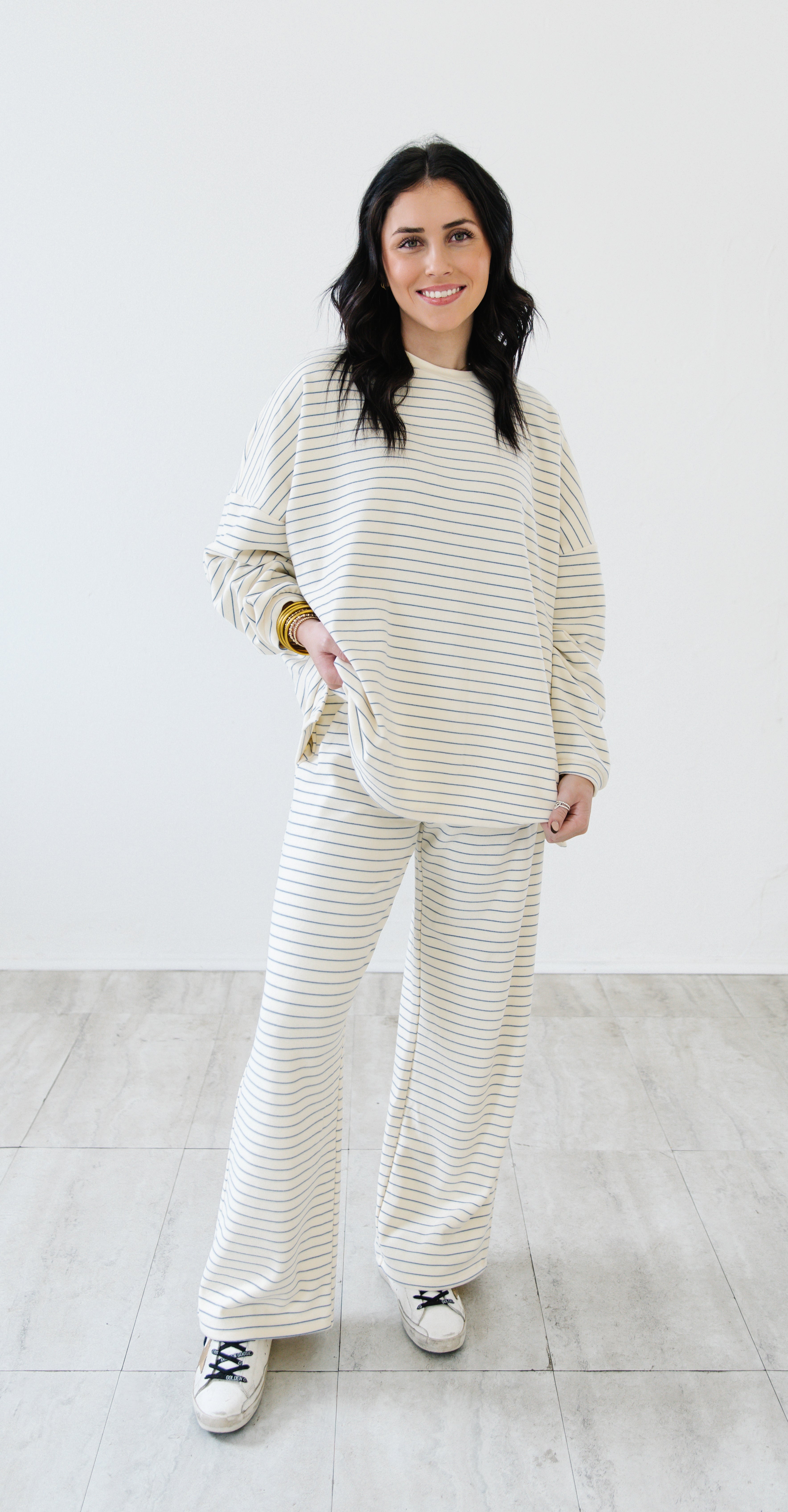 Ashton Cozy Striped Pants| Ivory