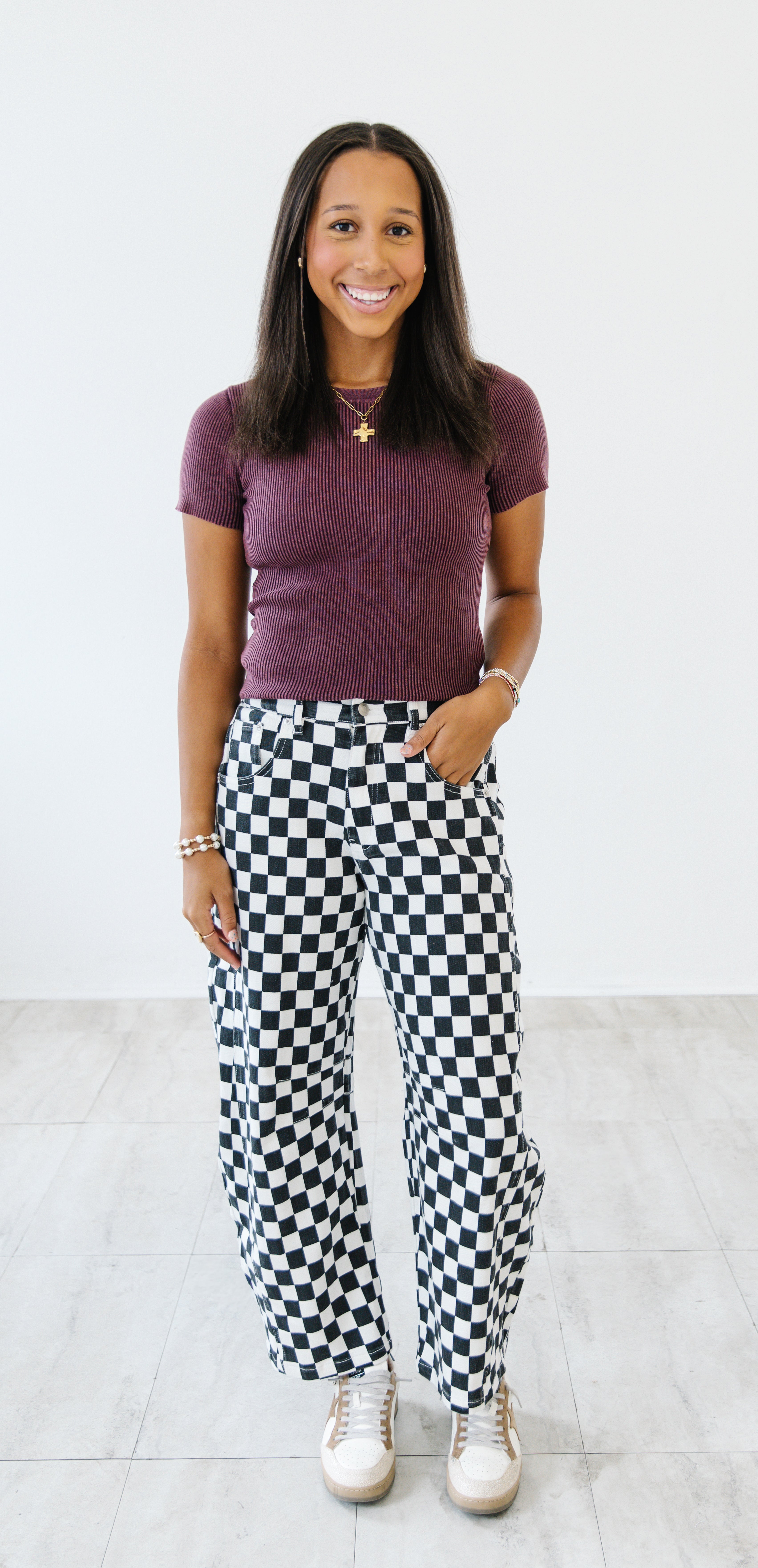 Bree Basics Ribbed Tee| Maroon
