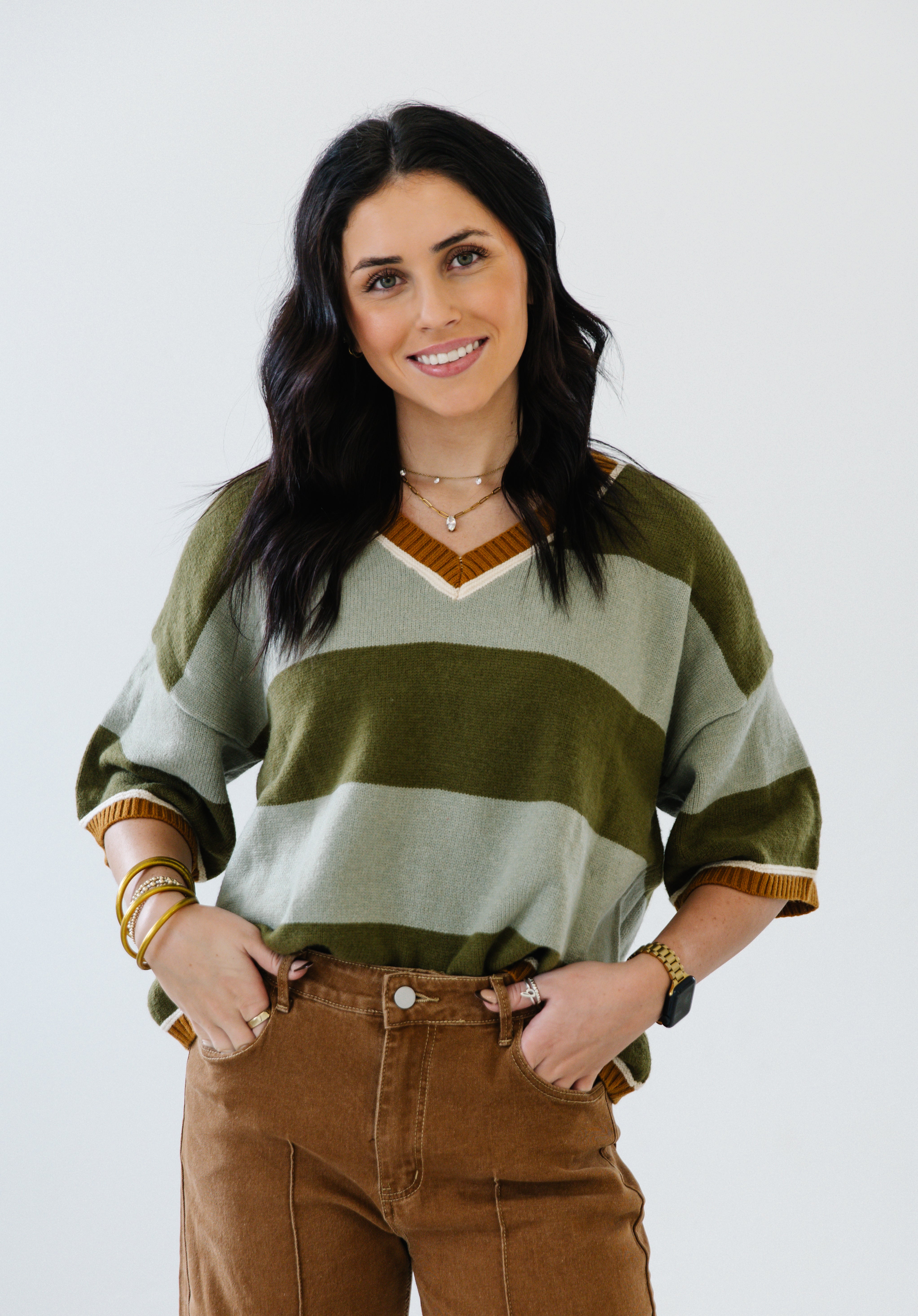 Sagebrush Striped Sweater | Sage/Olive