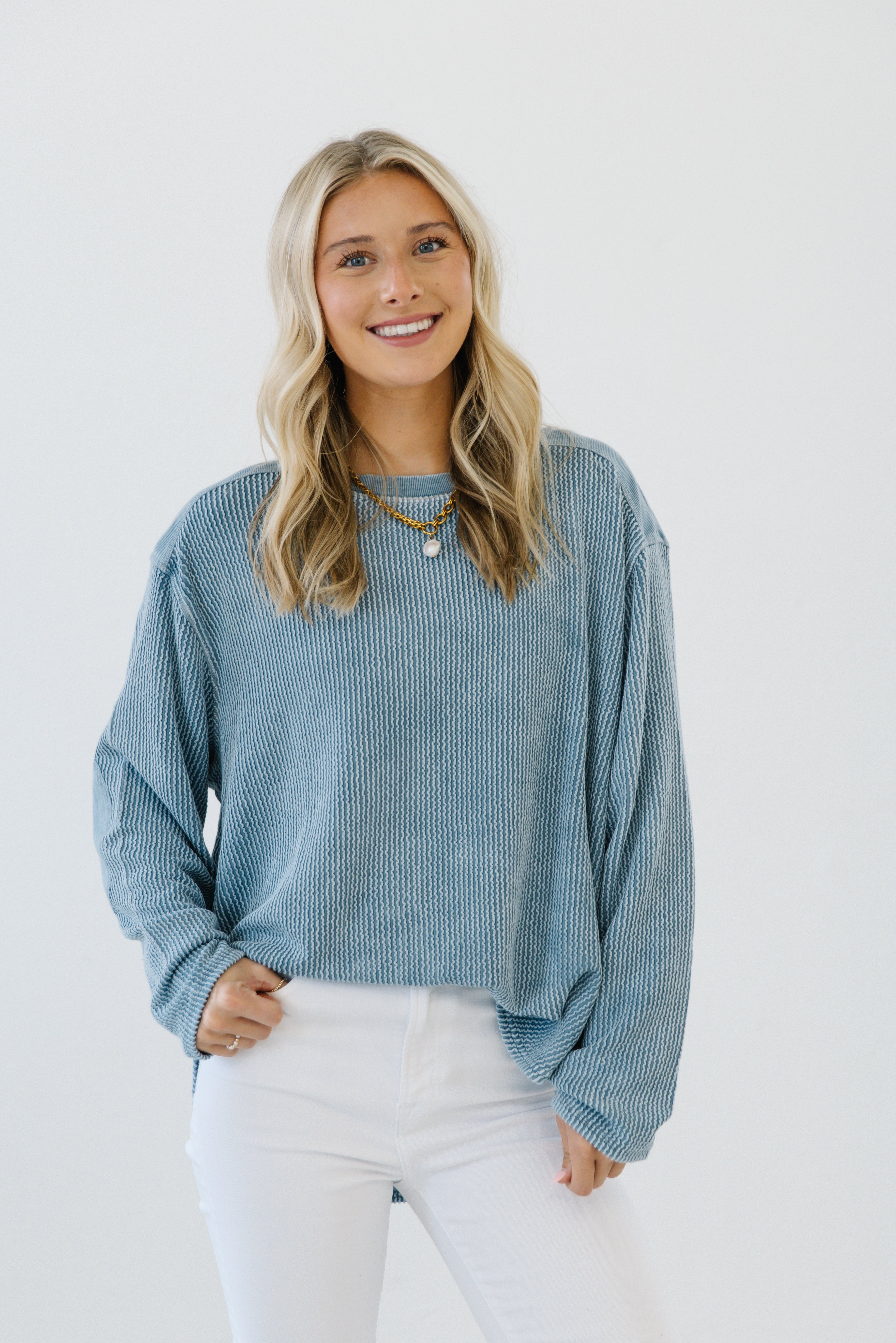 Dani’s Daydream Knit Top| Denim