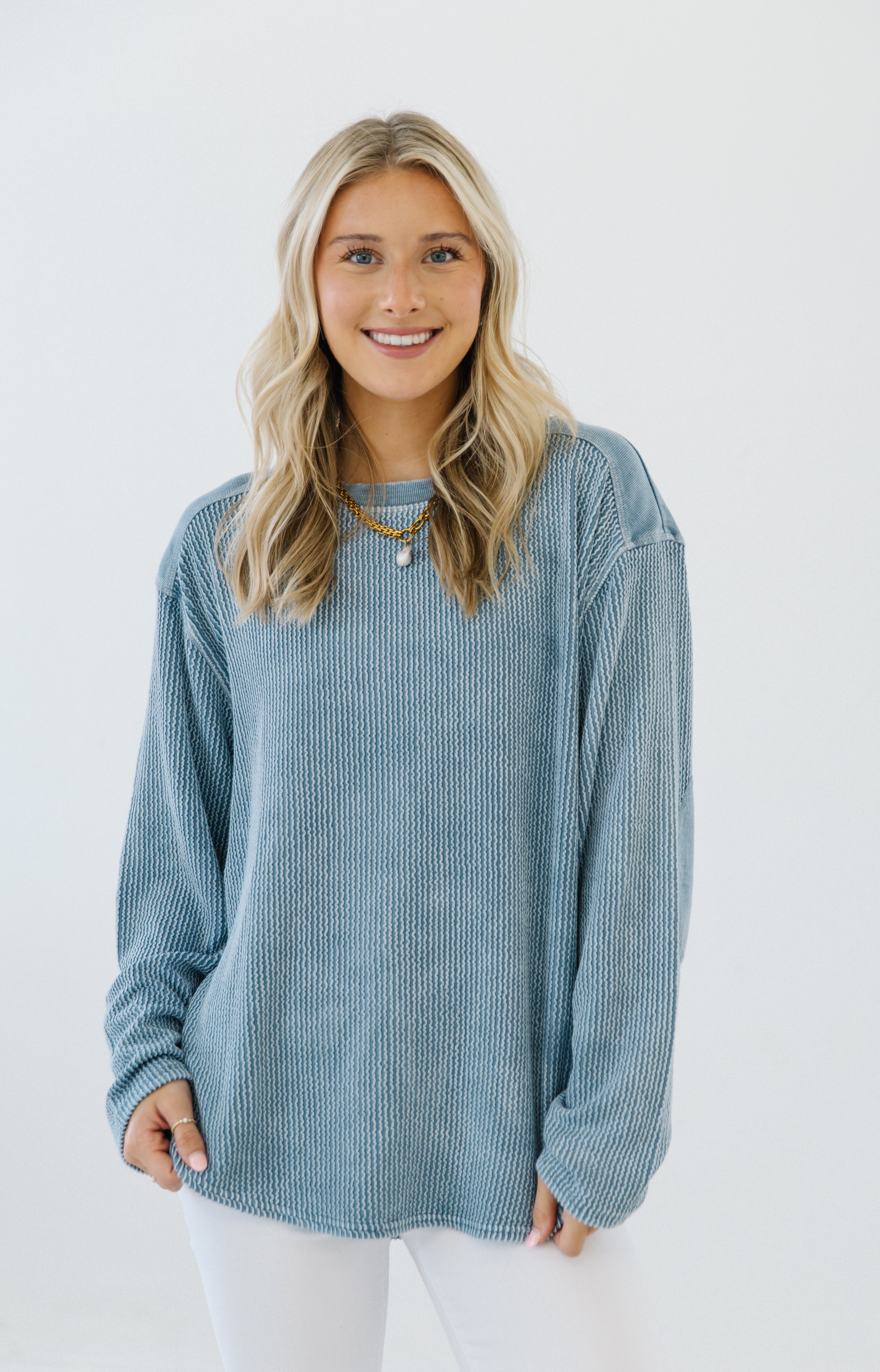 Dani’s Daydream Knit Top| Denim