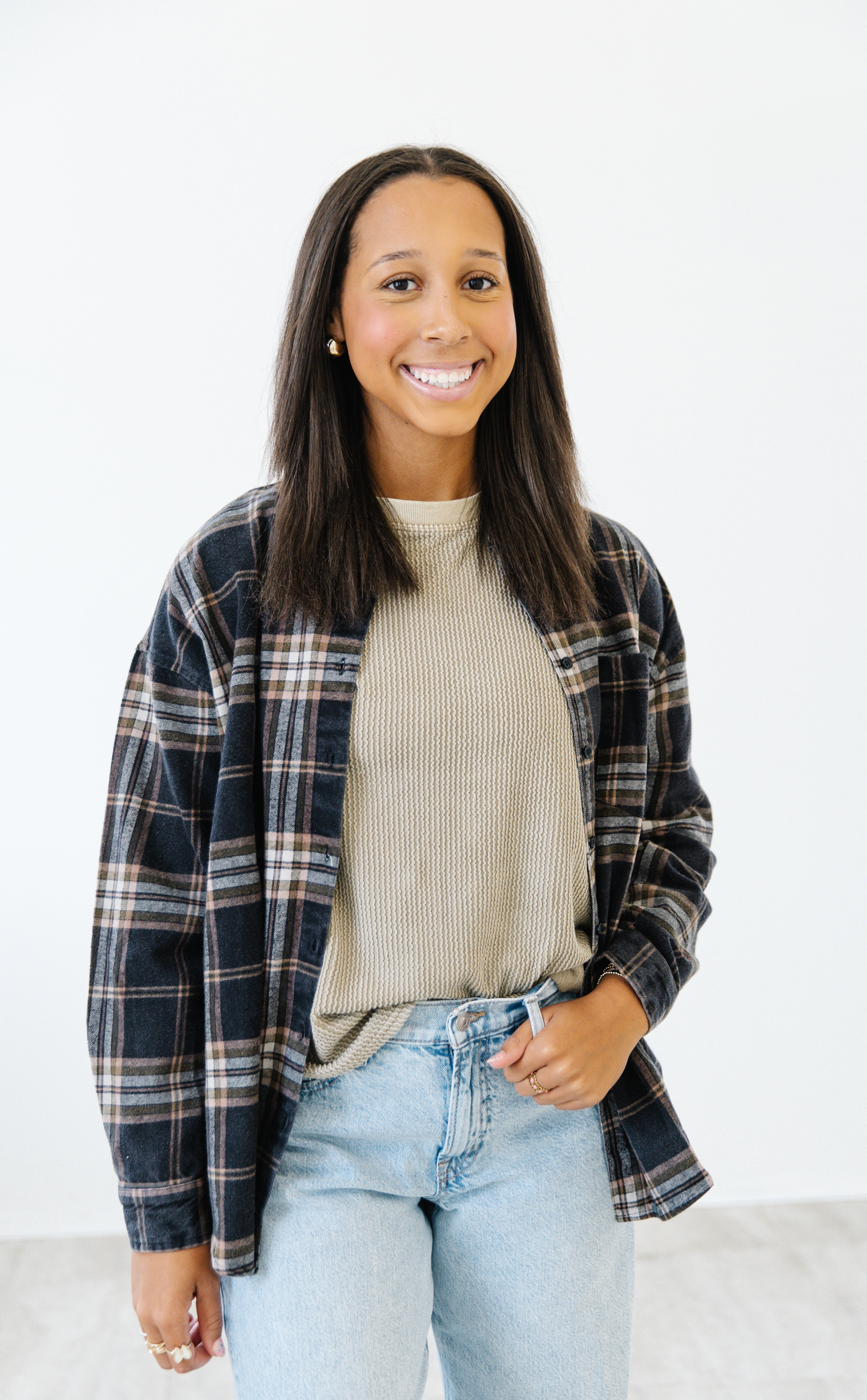 Autumn Stroll Plaid Button Down| Black Multi