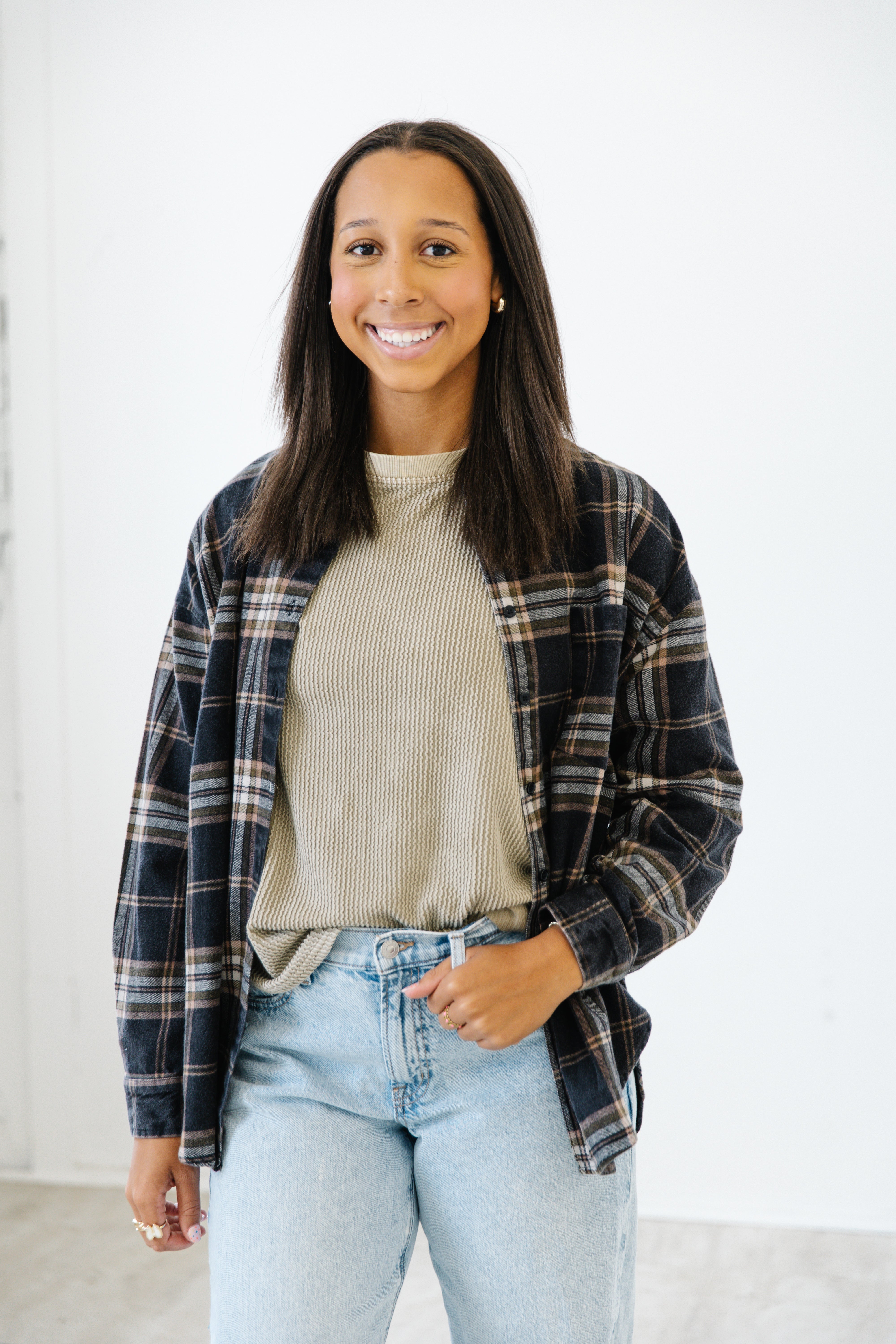 Autumn Stroll Plaid Button Down| Black Multi