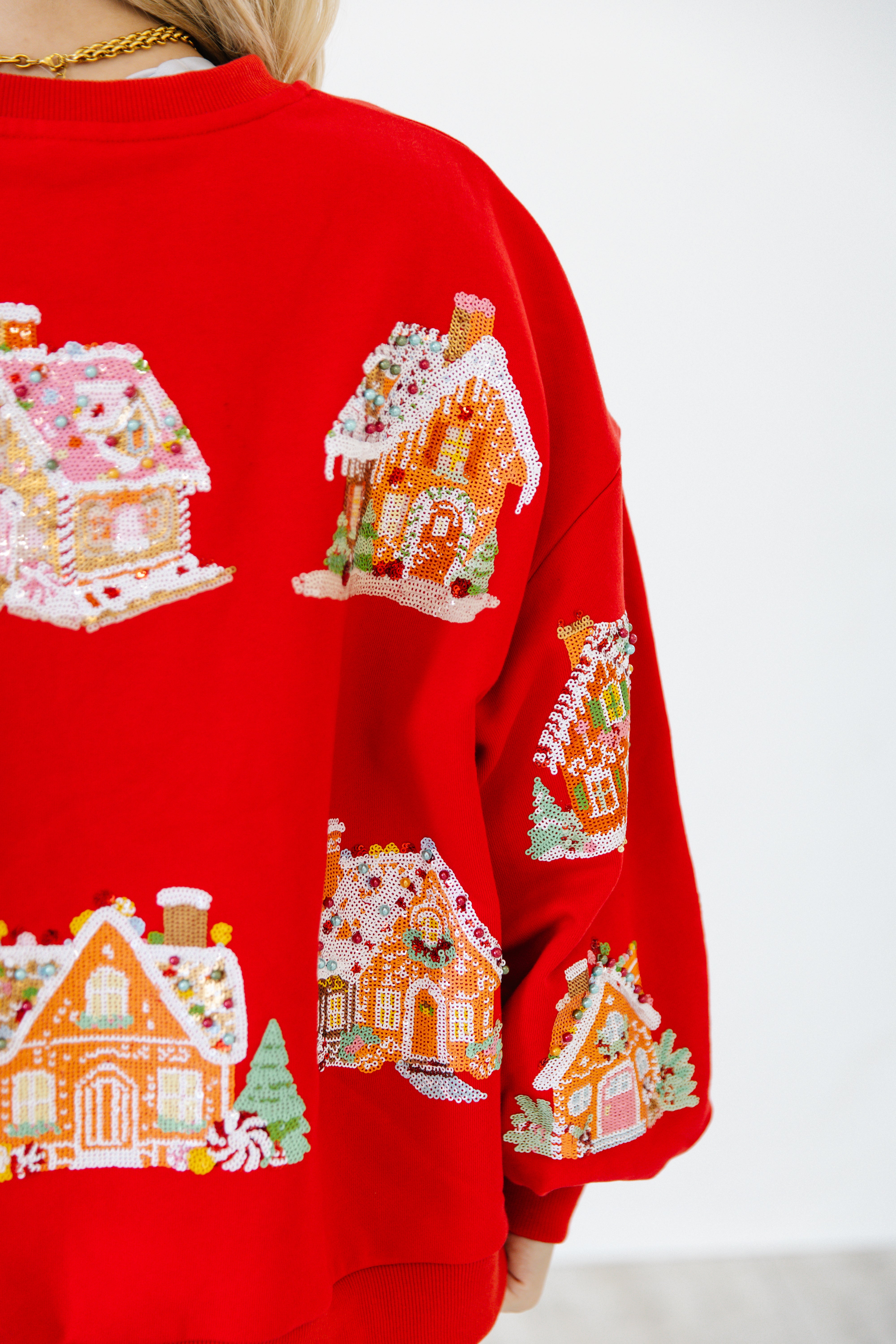 Gingerbread village sequin pullover | PREORDER