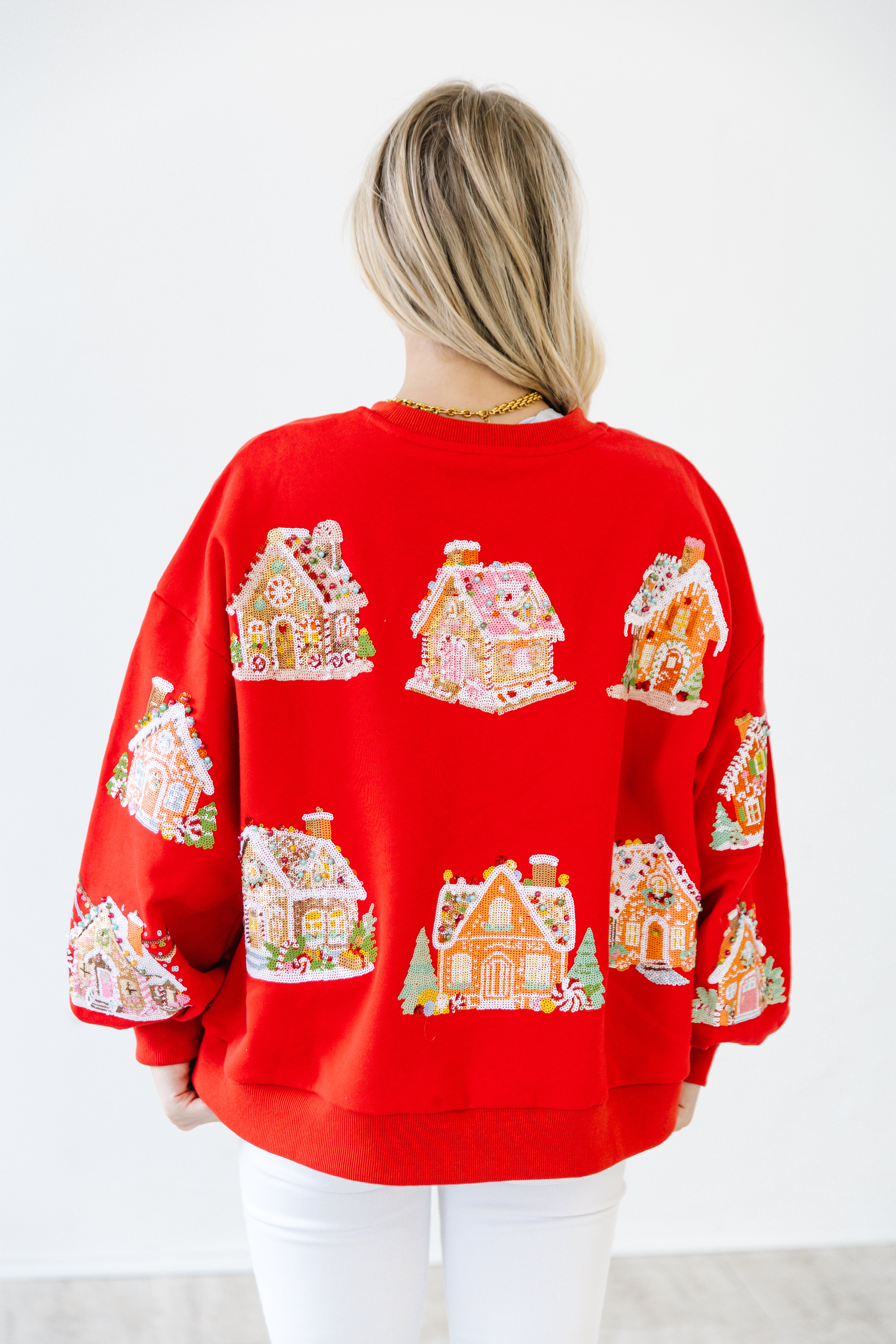 Gingerbread village sequin pullover | PREORDER
