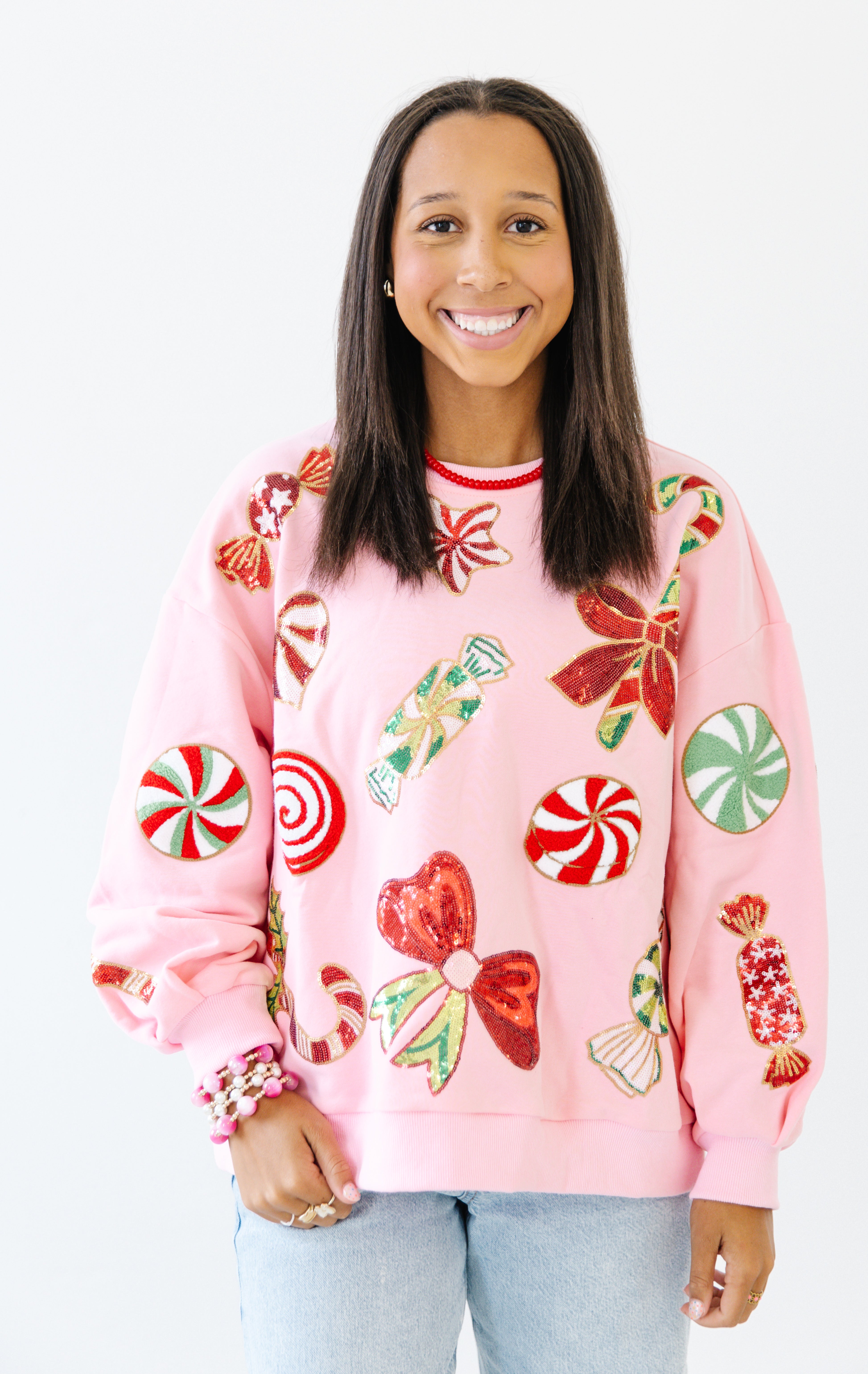Peppermint kisses sequin pullover | PREORDER