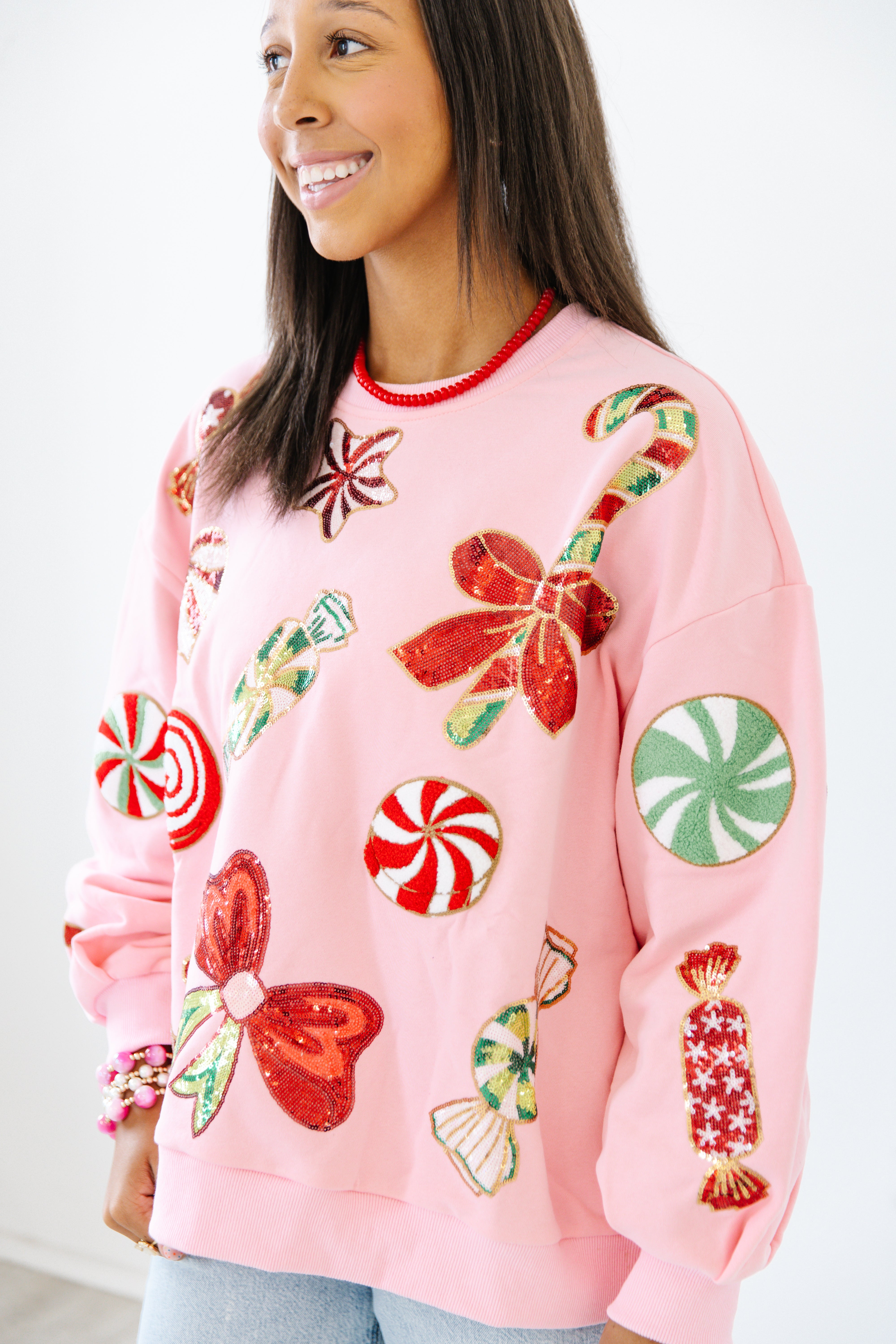 Peppermint kisses sequin pullover | PREORDER