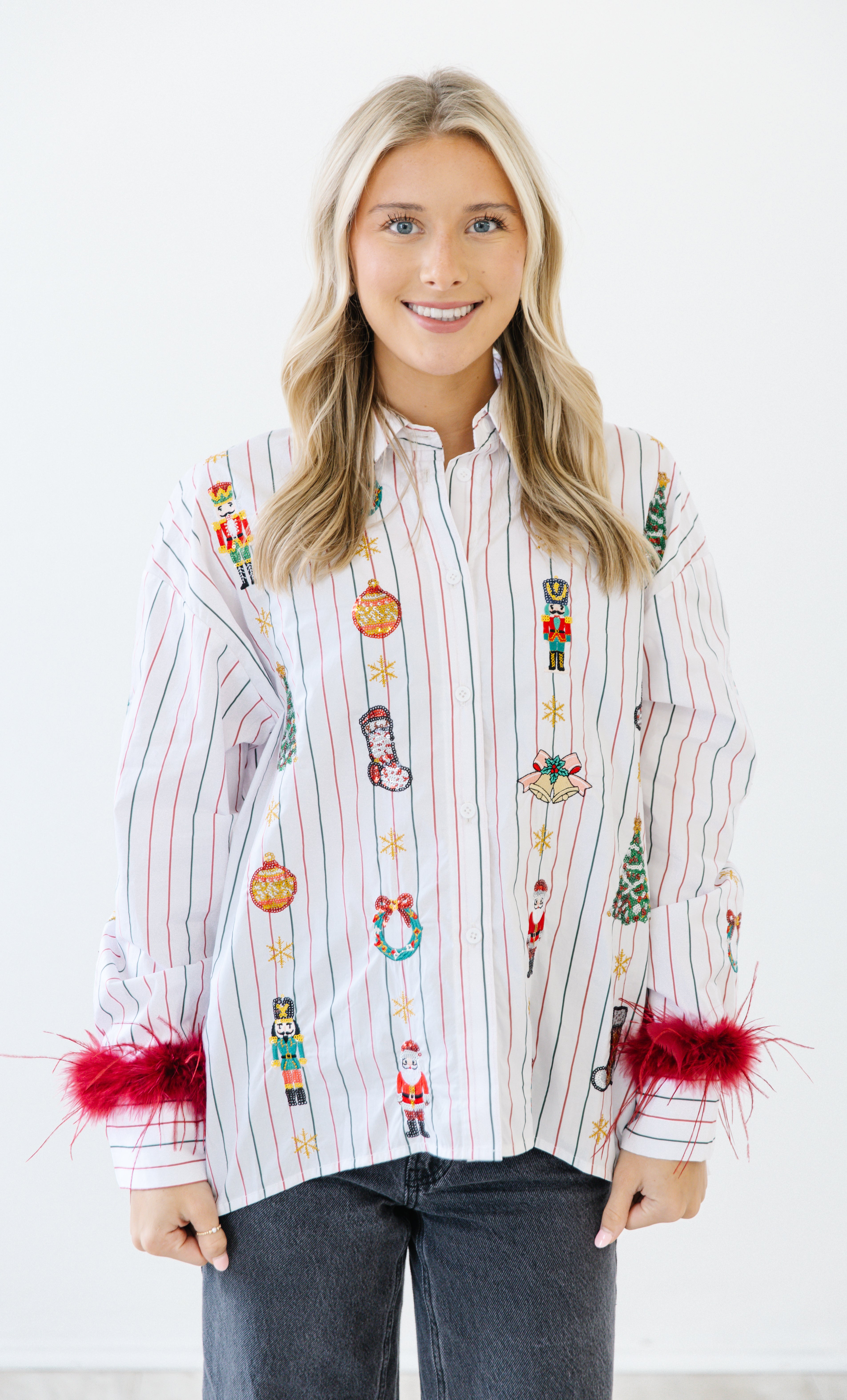 Christmas icon sequin button up | PREORDER