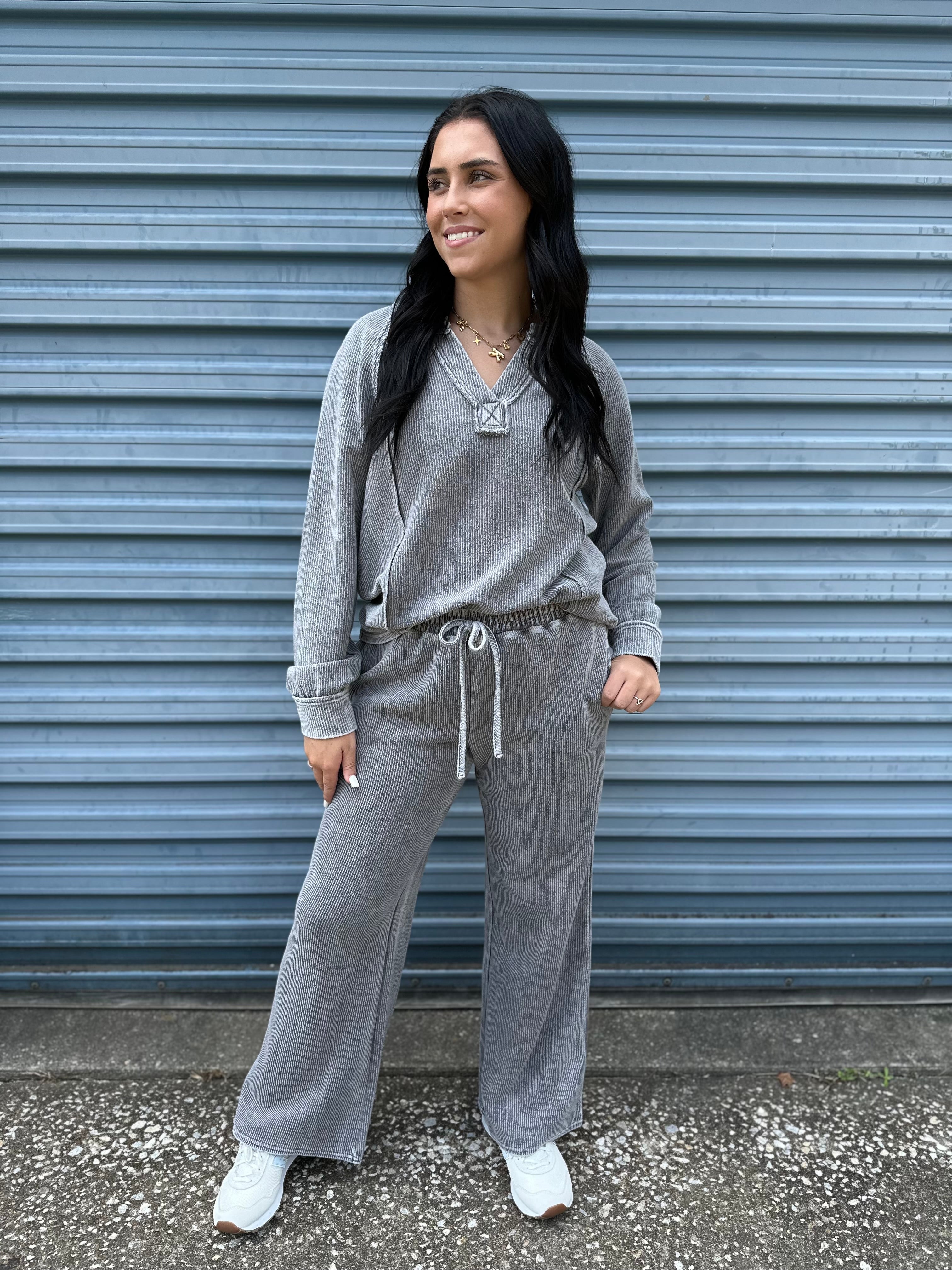 Charcoal Ribbed Lounge Set