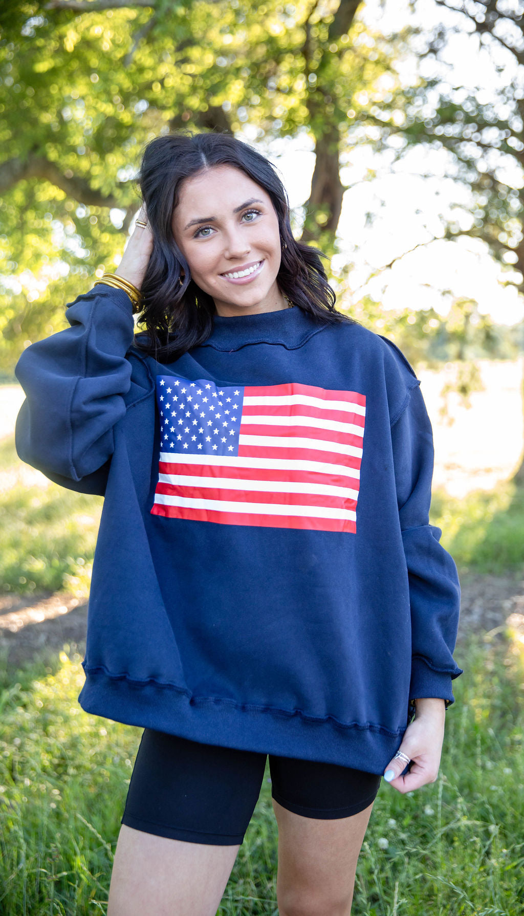 Navy USA Reversible Mock-Neck Pullover