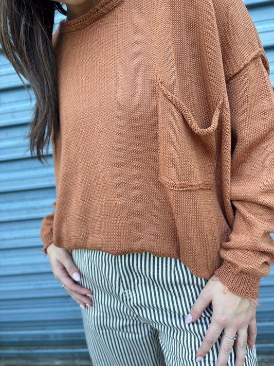 Easel camel distressed Lucy sweater