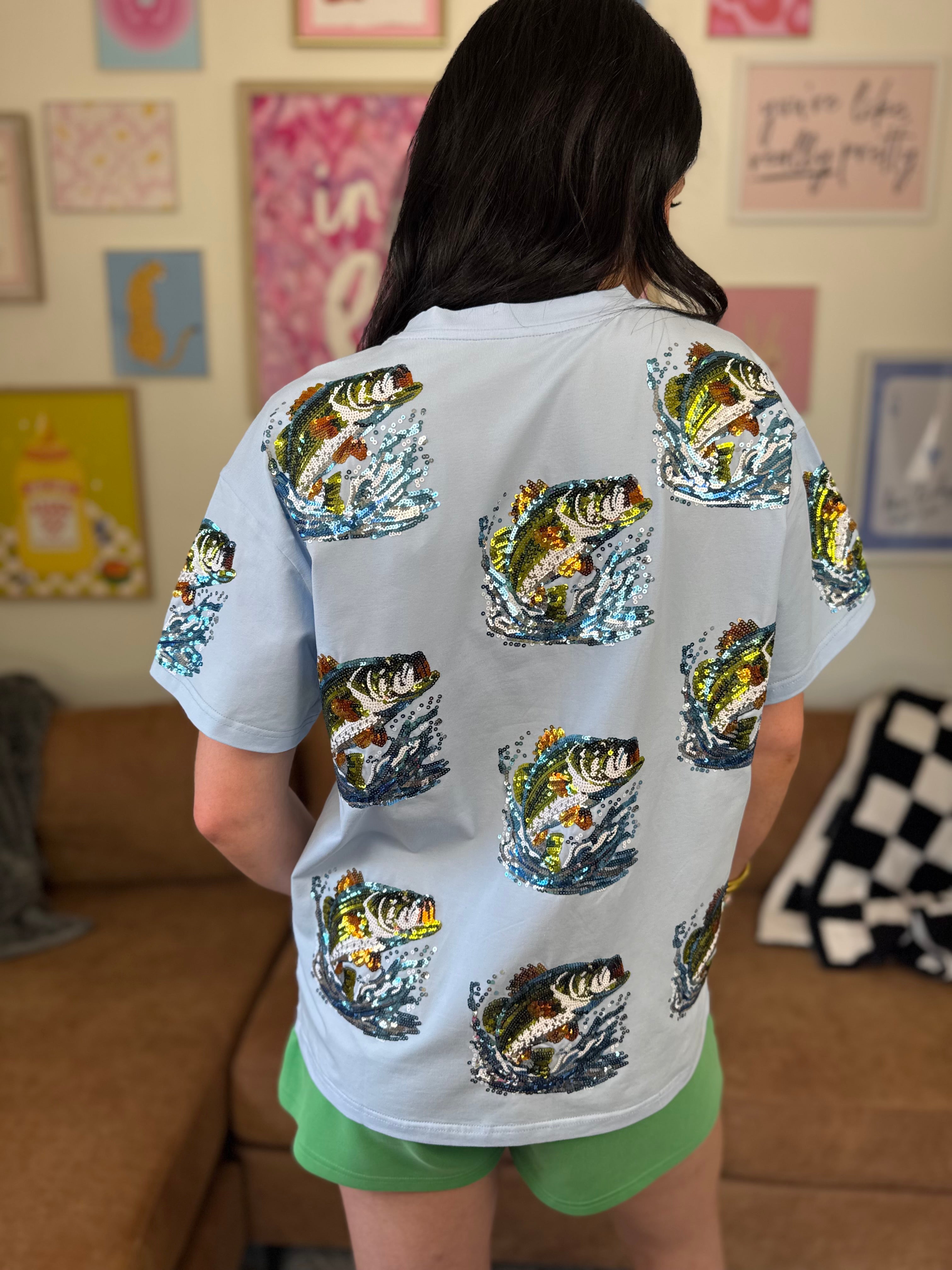 Gone FISHIN’ glam sequin Tee
