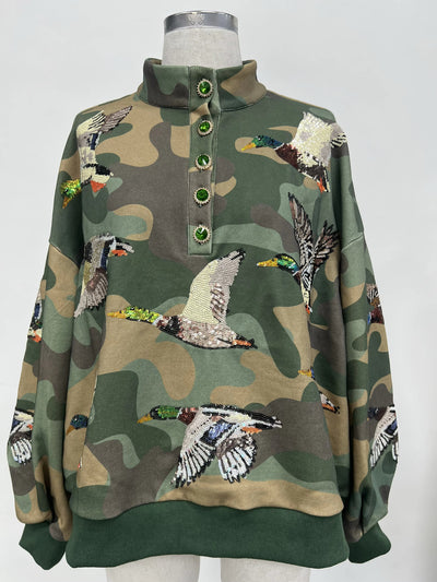 Camo mallard sequin Henley - MAY ARRIVAL