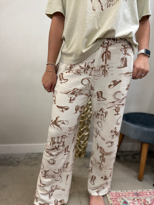 Western Charm Cream Joggers