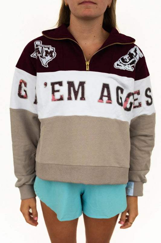 Texas A&M quarter zip Queen of sparkles