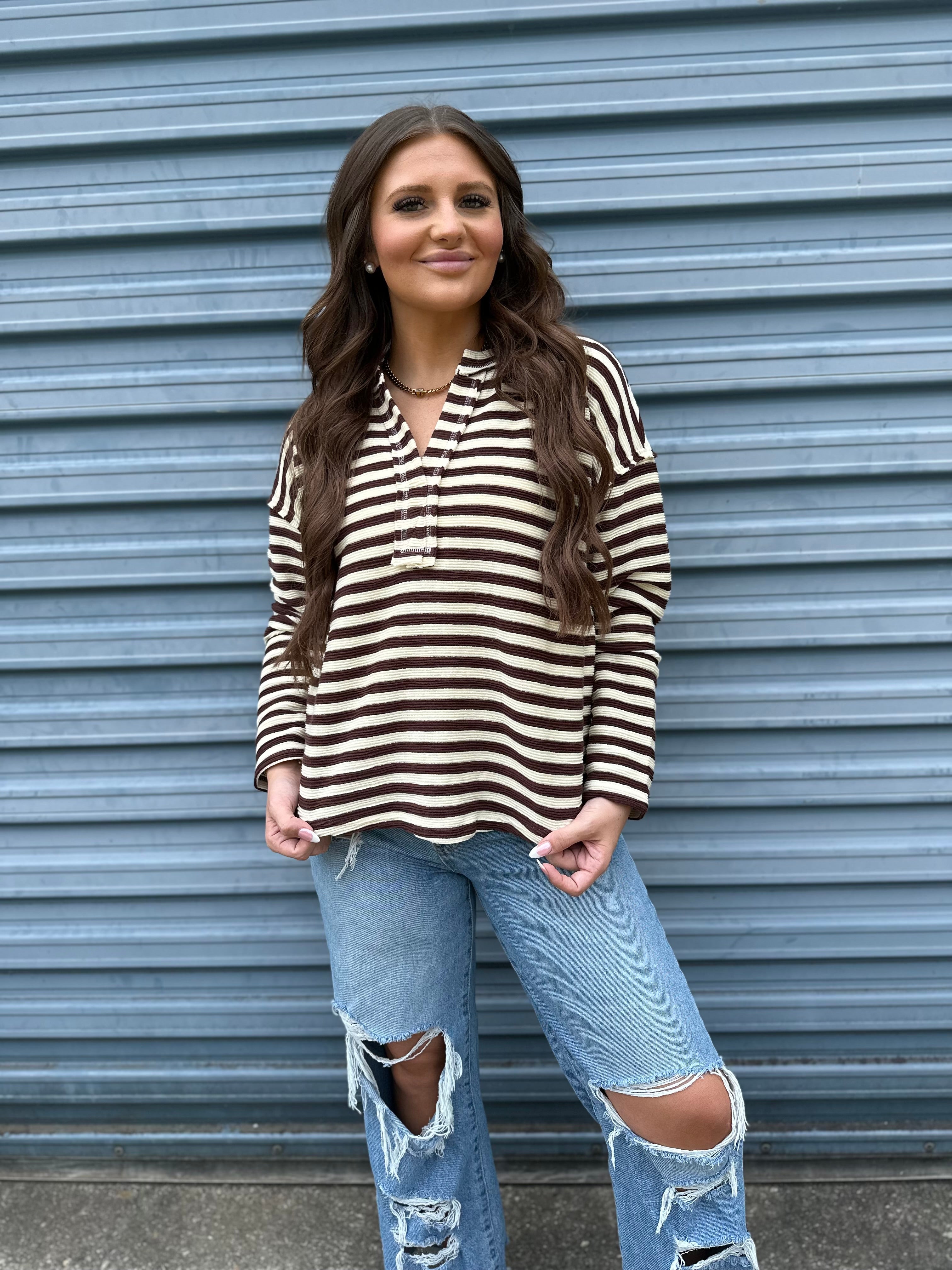 Mocha Striped Top