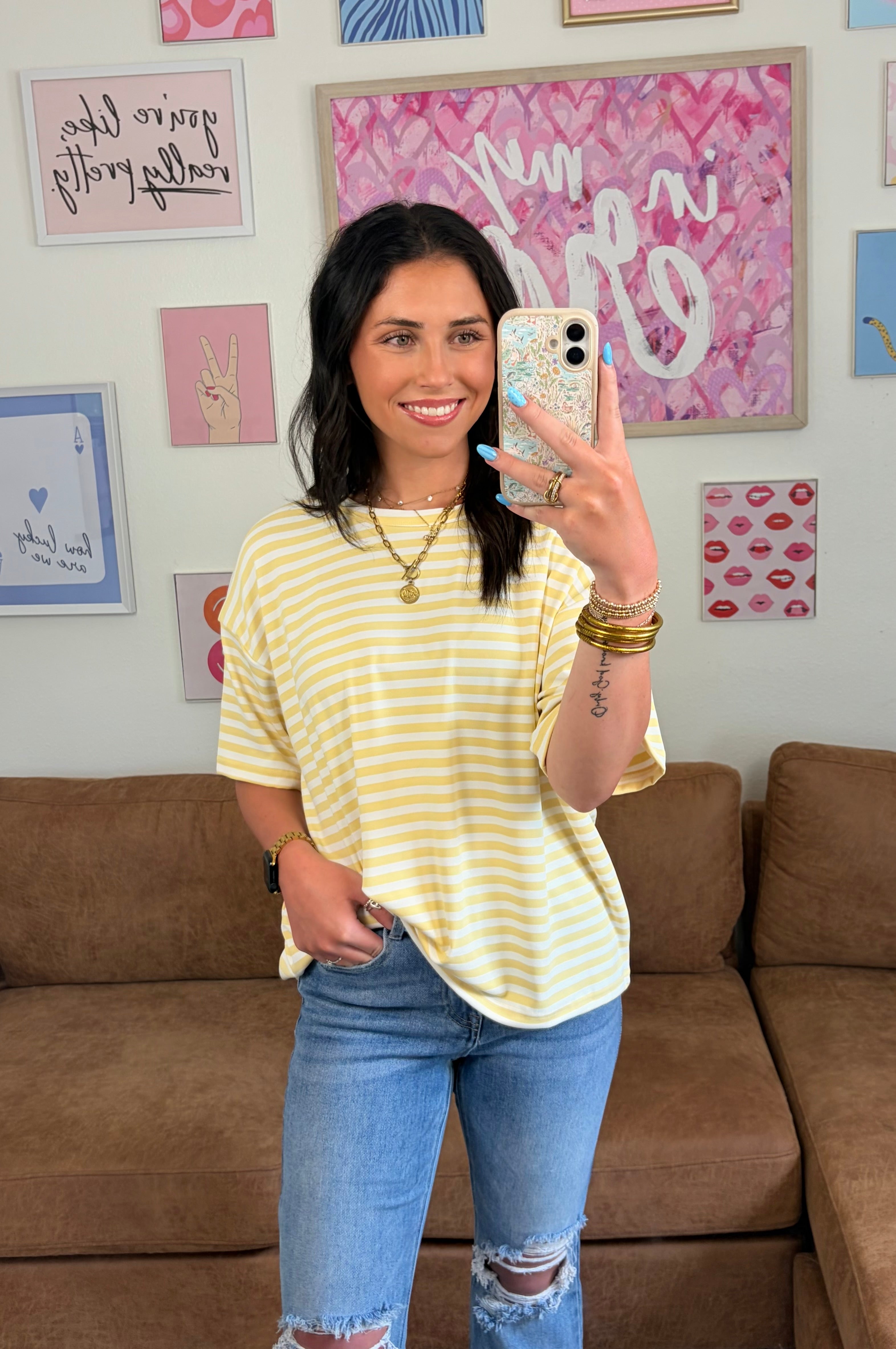 Leah’s simply Stripped Tee|Yellow