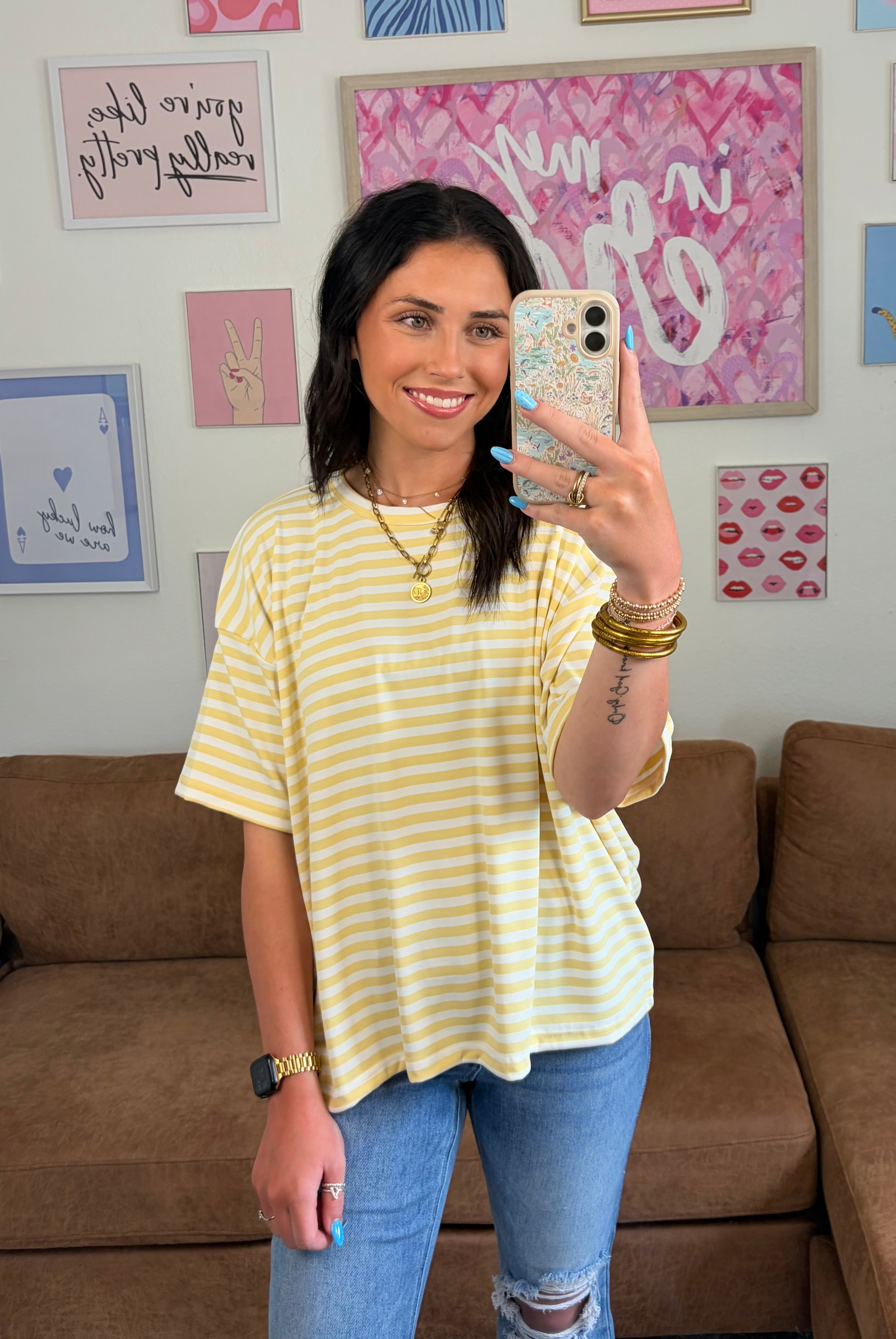 Leah’s simply Stripped Tee|Yellow