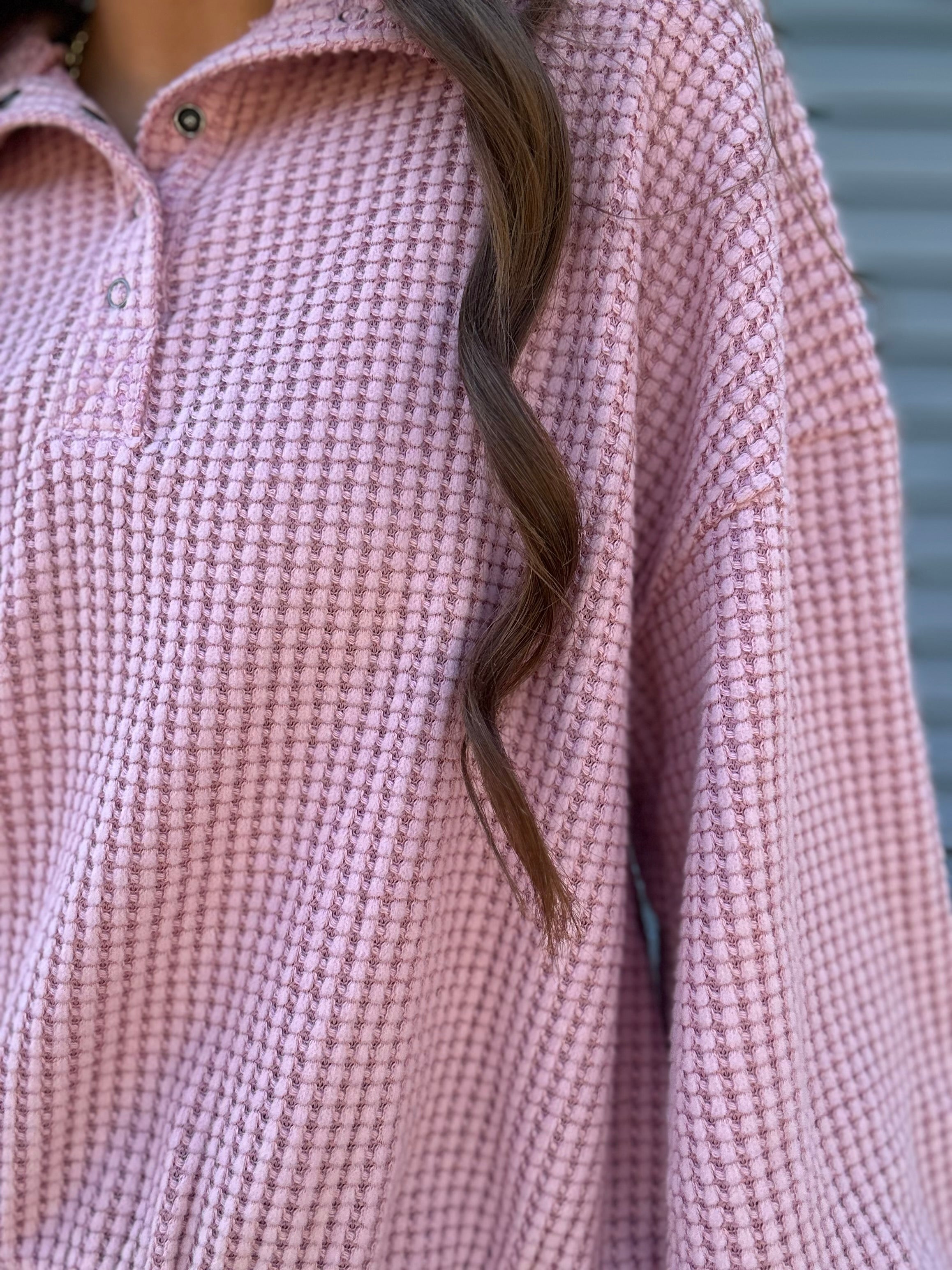Cozy Waffle Button-Up