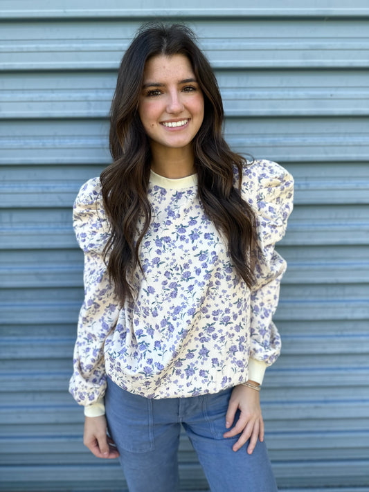 Flirty floral corduroy top